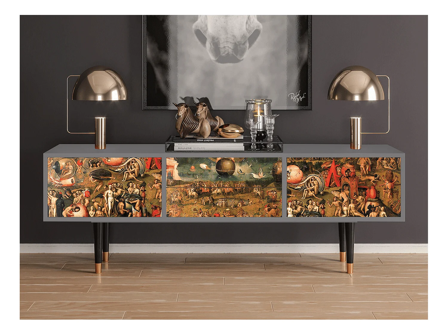 Mobile TV - 170х59х48 cm - T4 - Garden of Delights , Grigio