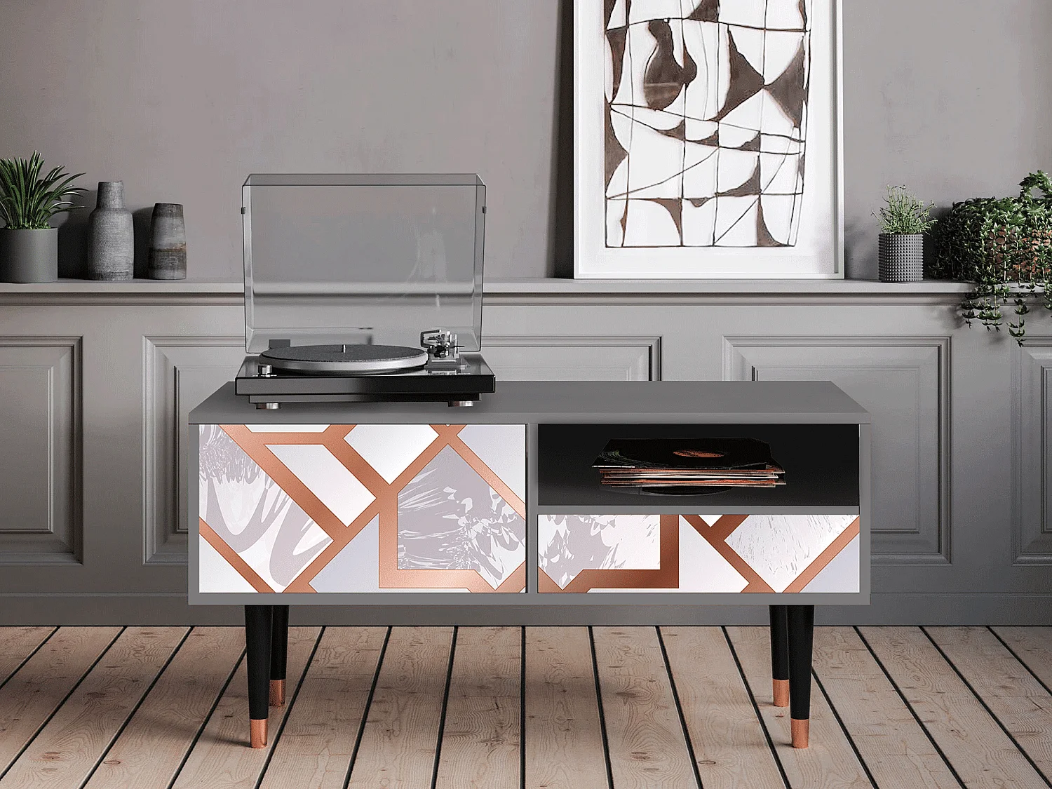 Mobile TV - 115х59х48 cm - T3 - Pastel Fairytale, Grigio