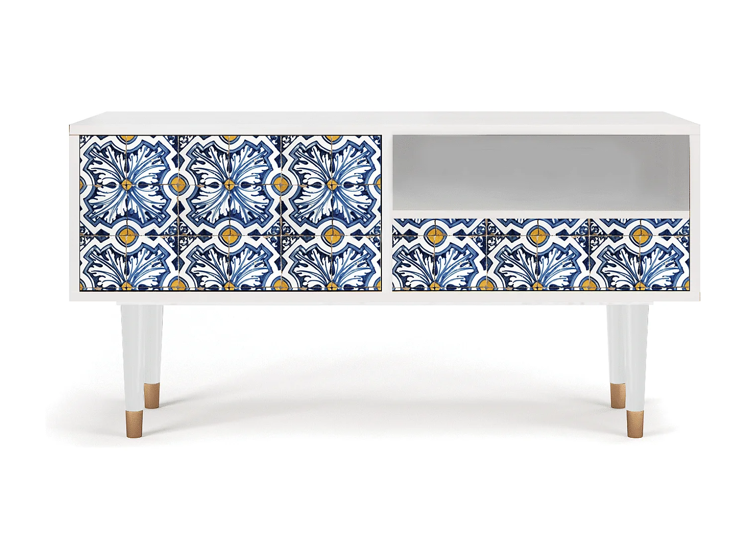 TV-meubel - 115х59х48 cm - T3 - Lovely Cornflowers, Wit
