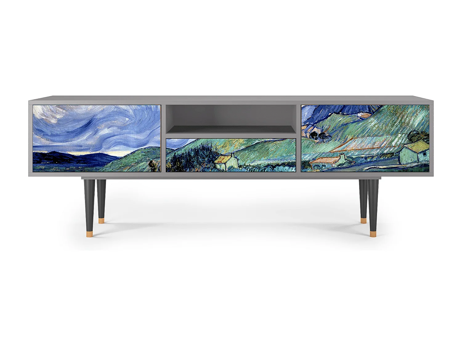 Meuble TV - 170х59х41 cm - T6 - Landscape, Gris