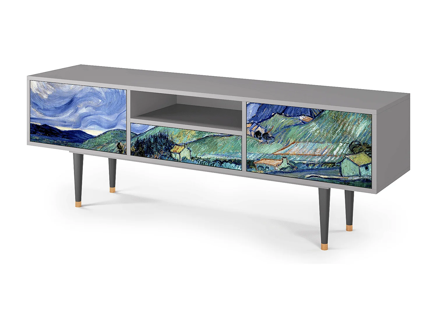 Meuble TV - 170х59х41 cm - T6 - Landscape, Gris