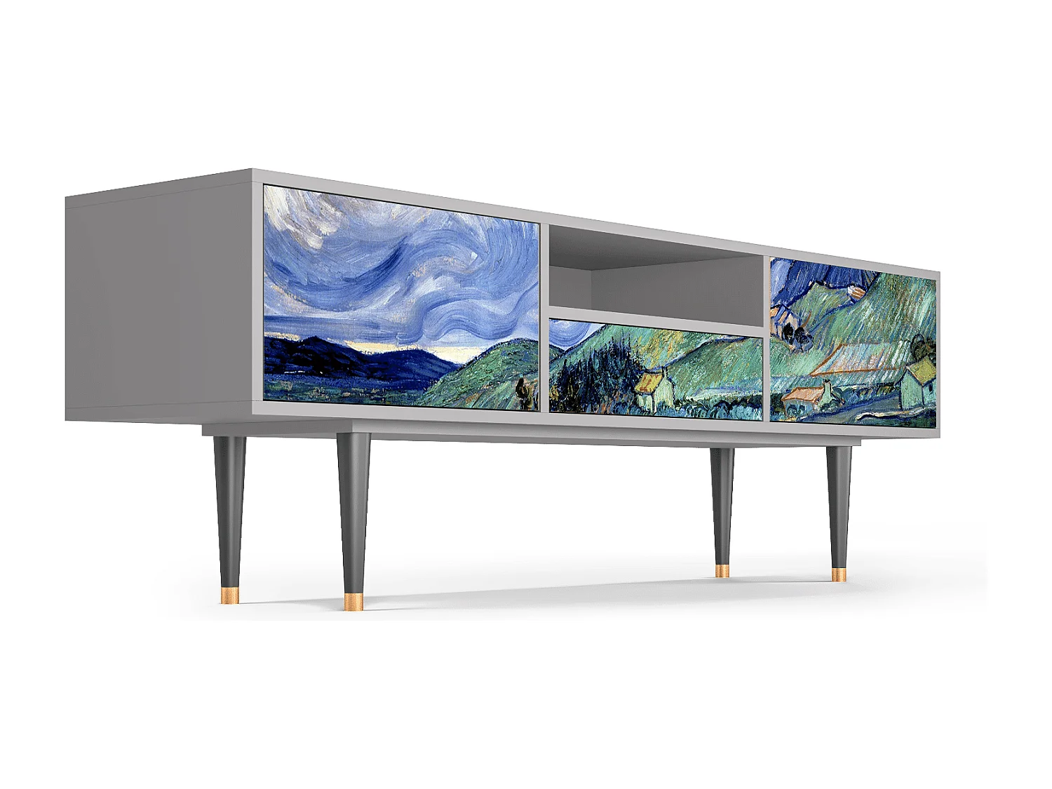 Meuble TV - 170х59х41 cm - T6 - Landscape, Gris