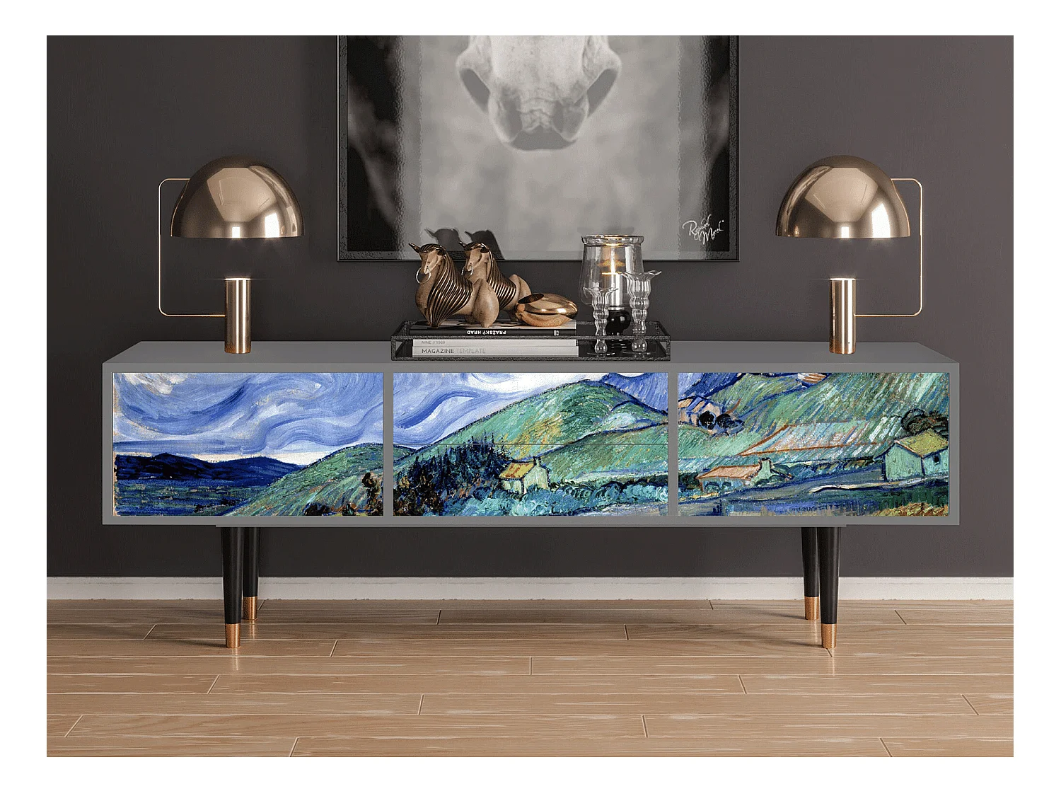 Szafka RTV - 170х59х48 cm - T4 - Landscape, Szary