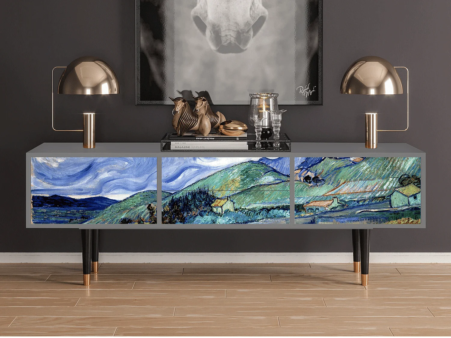 TV-meubel - 170х59х48 cm - T4 - Landscape, Grijs