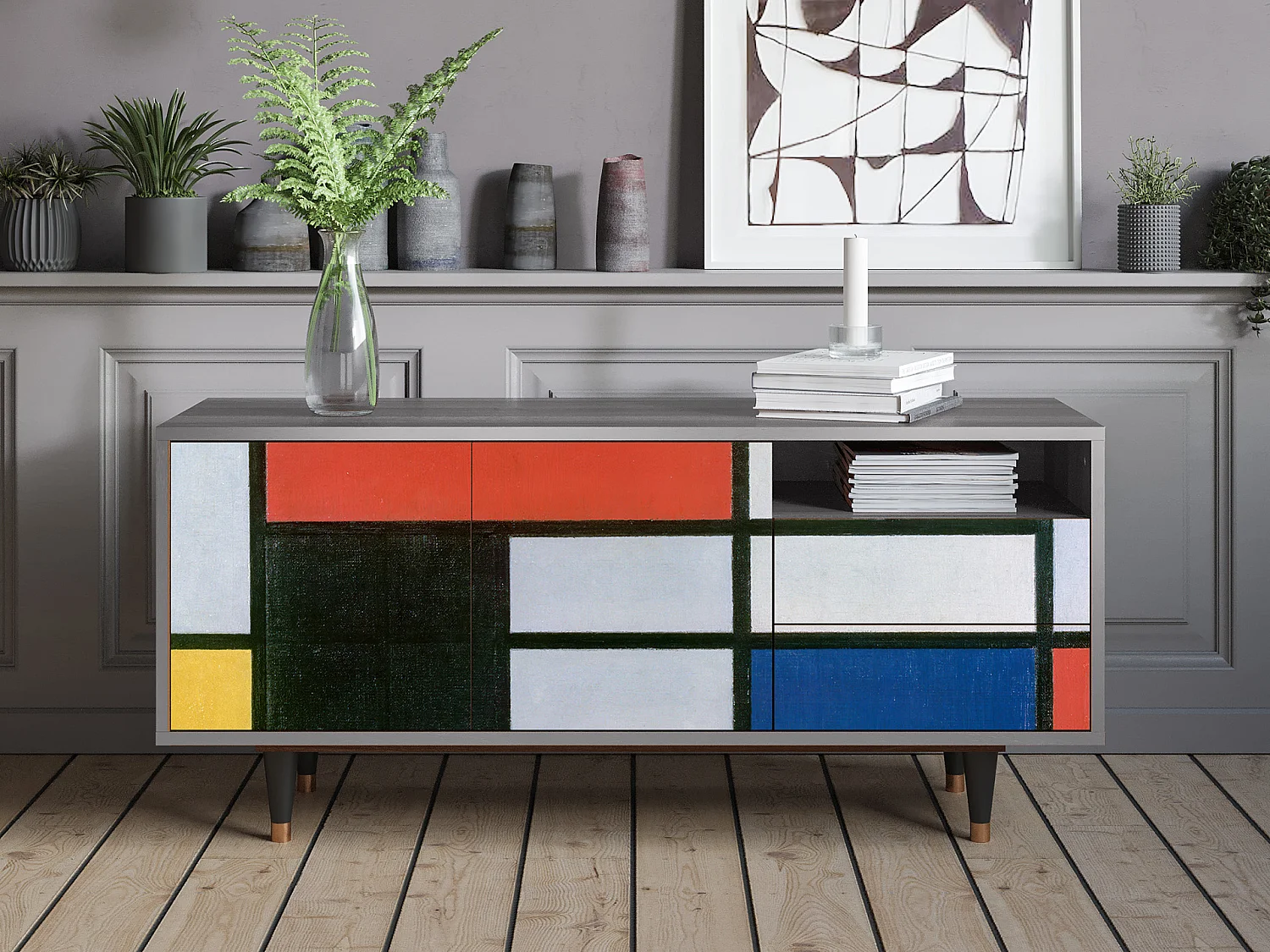 TV-meubel - 125х56х41 cm - T7 - Composition, Grijs