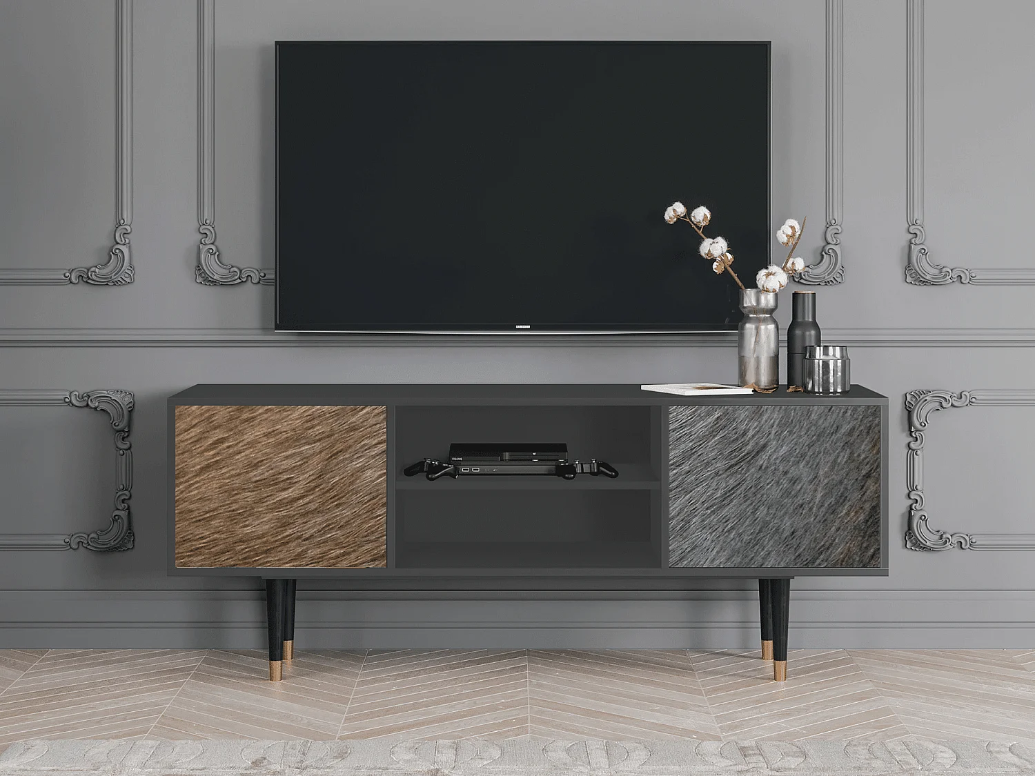 Meuble TV - 170х69х48 cm - T2 - Peanut Hair, Anthracite