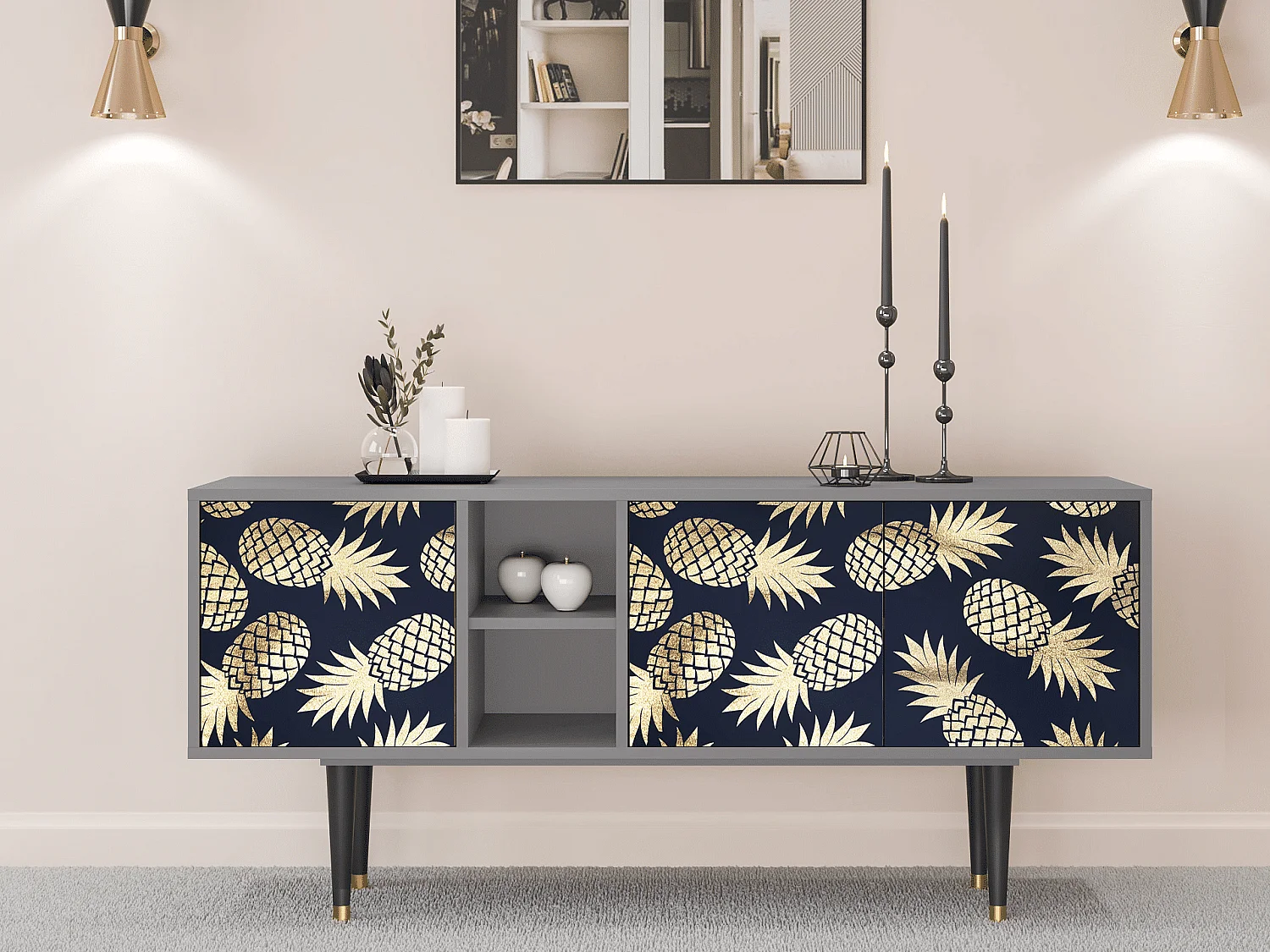 TV-meubel - 150х69х41 cm - T5 - Sunny Pineaple, Grijs