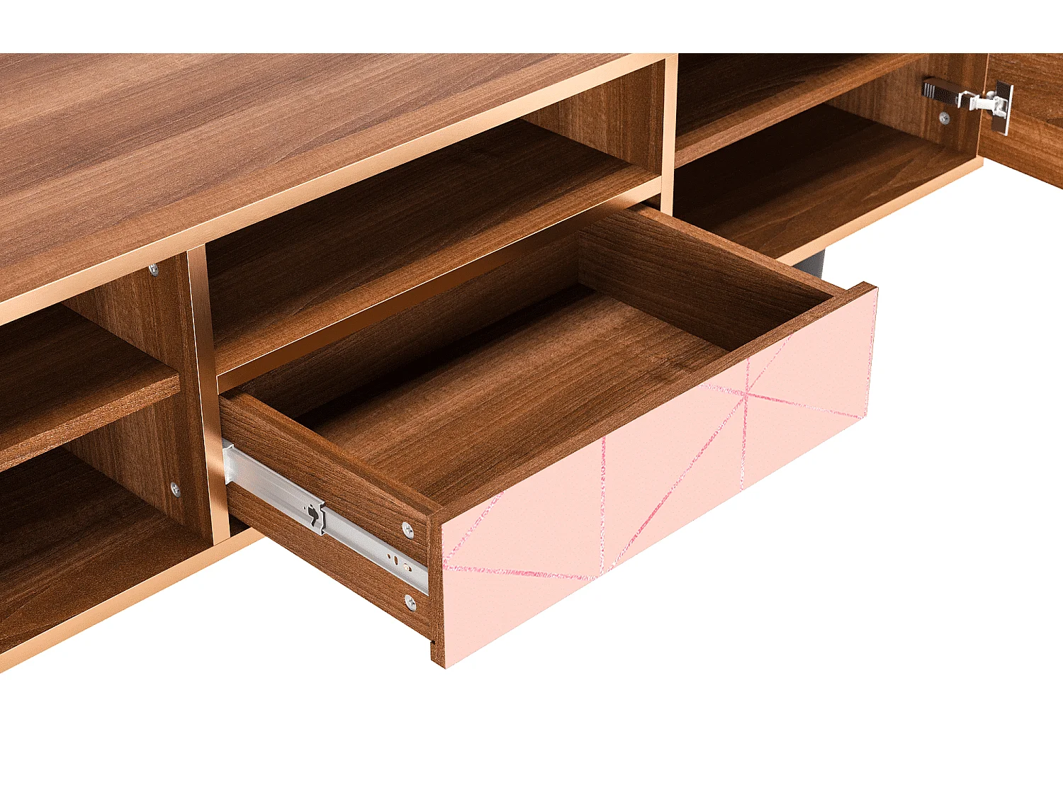 Meuble TV - 170х59х41 cm - T6 - Rose Quartz, Noyer