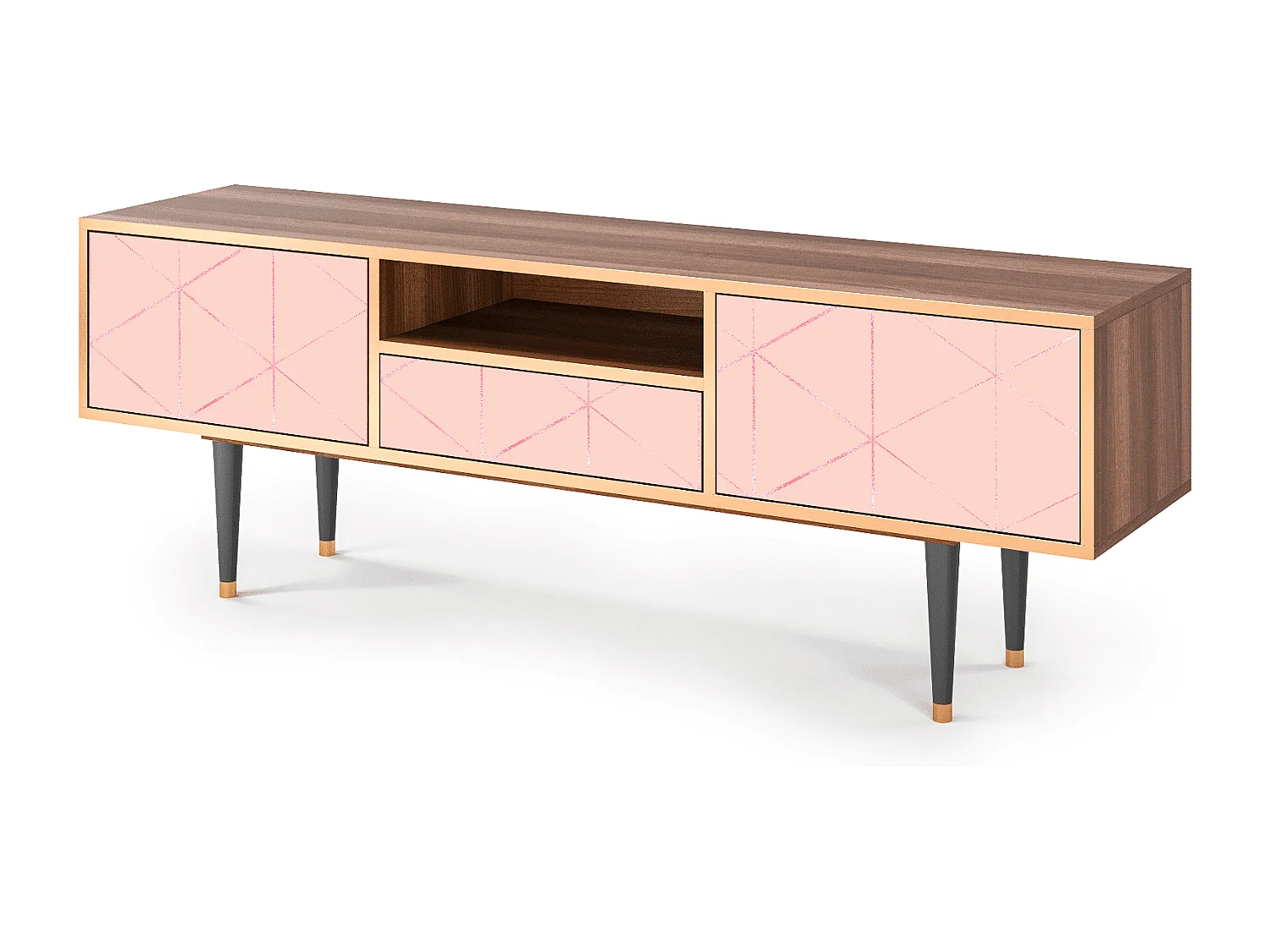 Mueble de TV - 170х59х41 cm - T6 - Rose Quartz, Nogal