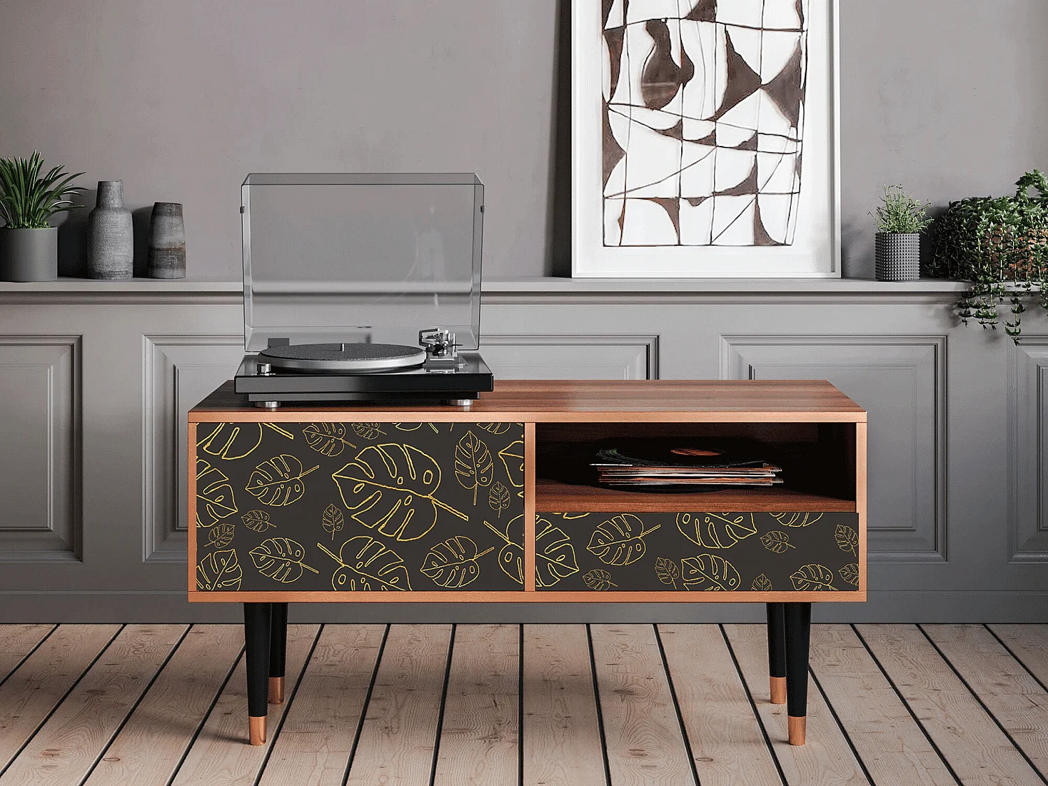 Szafka RTV - 115х59х48 cm - T3 - Fall Of The Leaves, Orzech