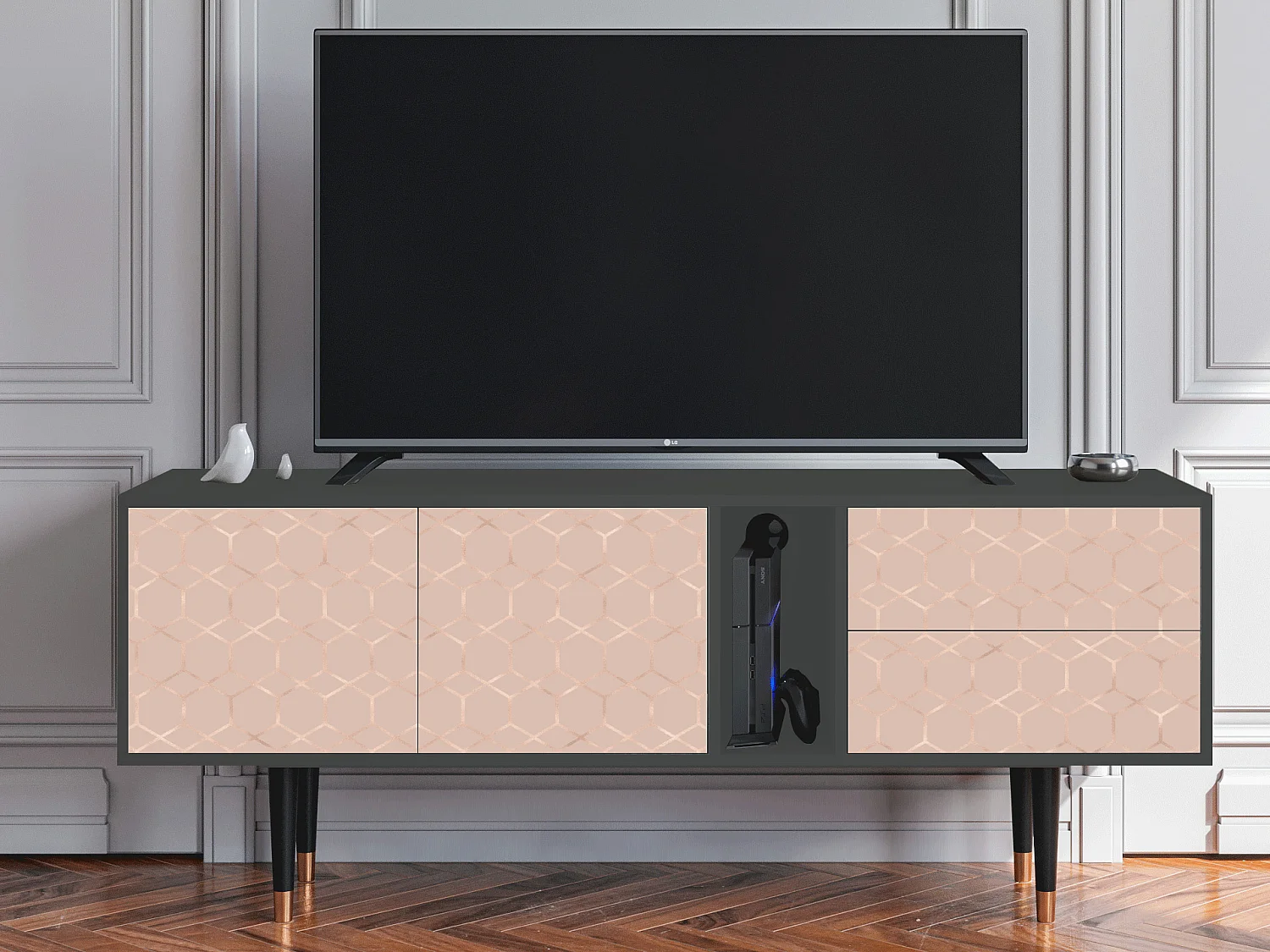 Meuble TV - 170х69х48 cm - T1 - Rose Honeycomb, Anthracite