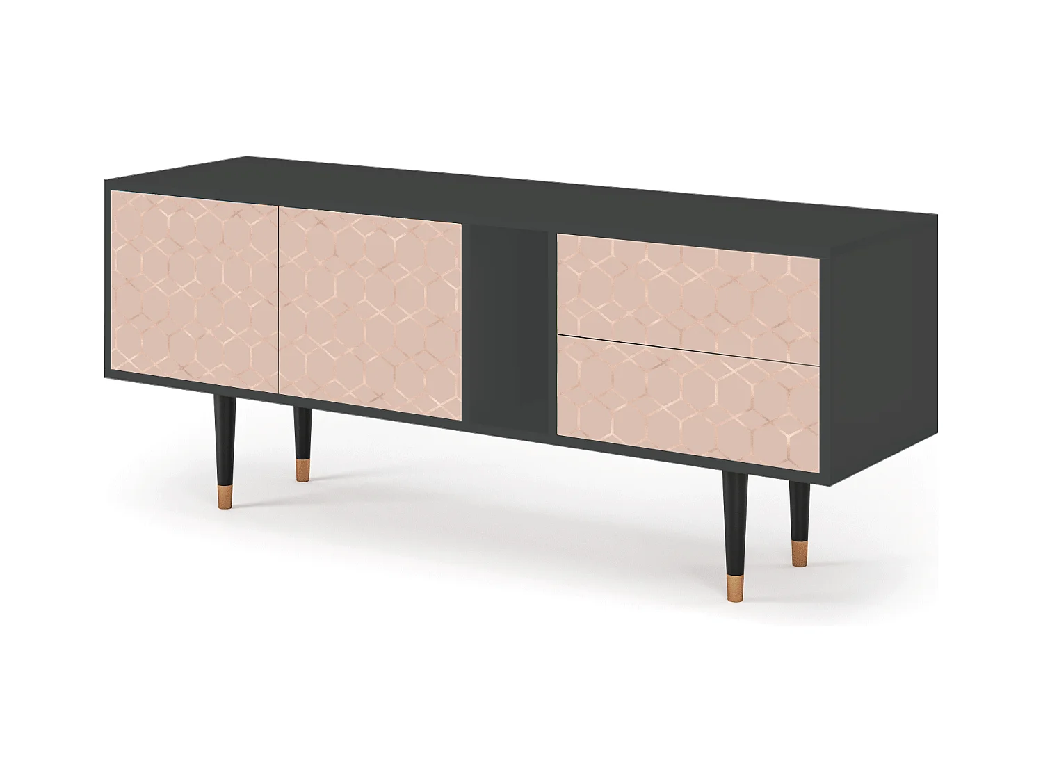 Szafka RTV - 170х69х48 cm - T1 - Rose Honeycomb, Antracyt