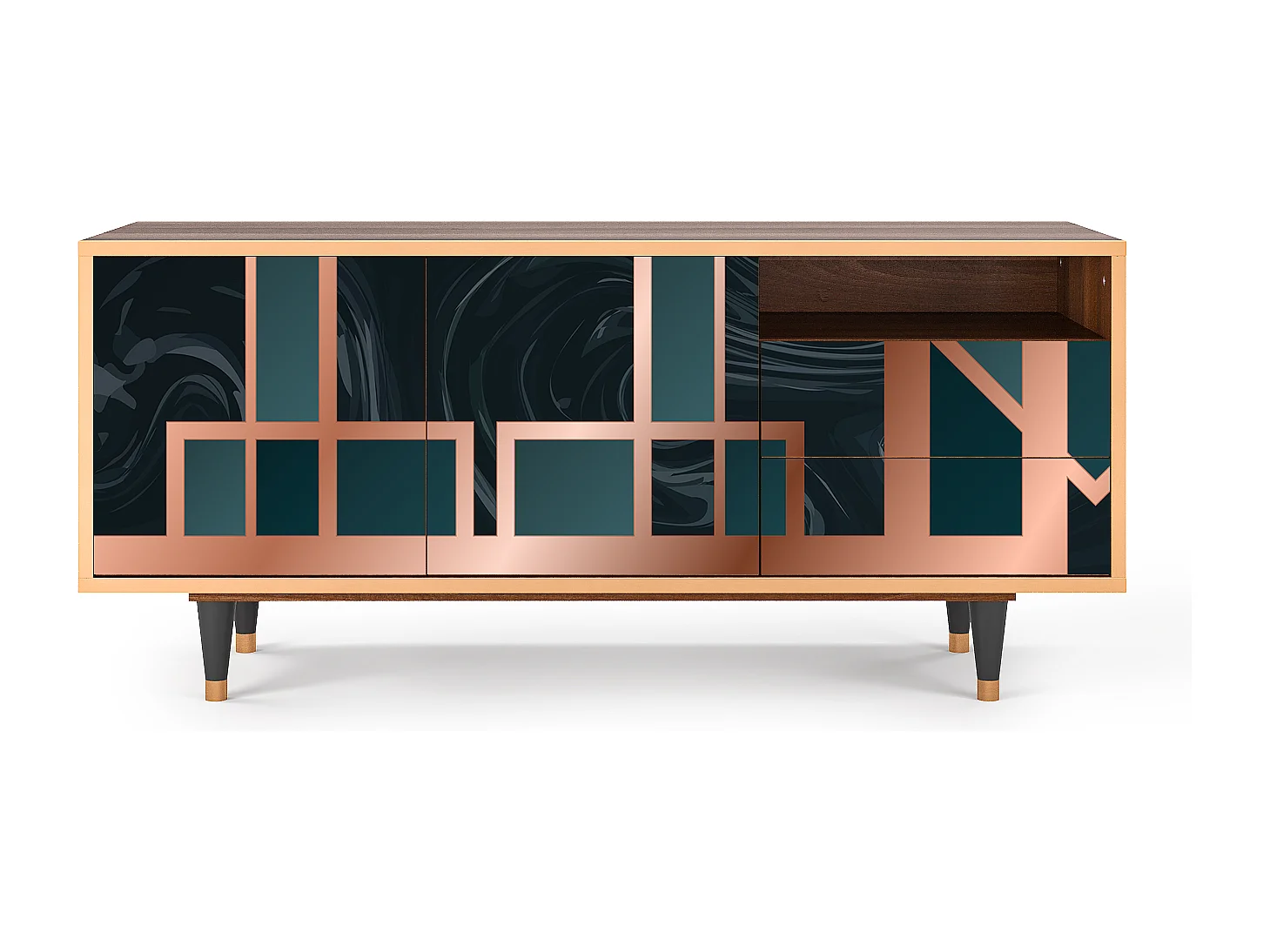 Meuble TV - 125х56х41 cm - T7 - Emerald Metro, Noyer