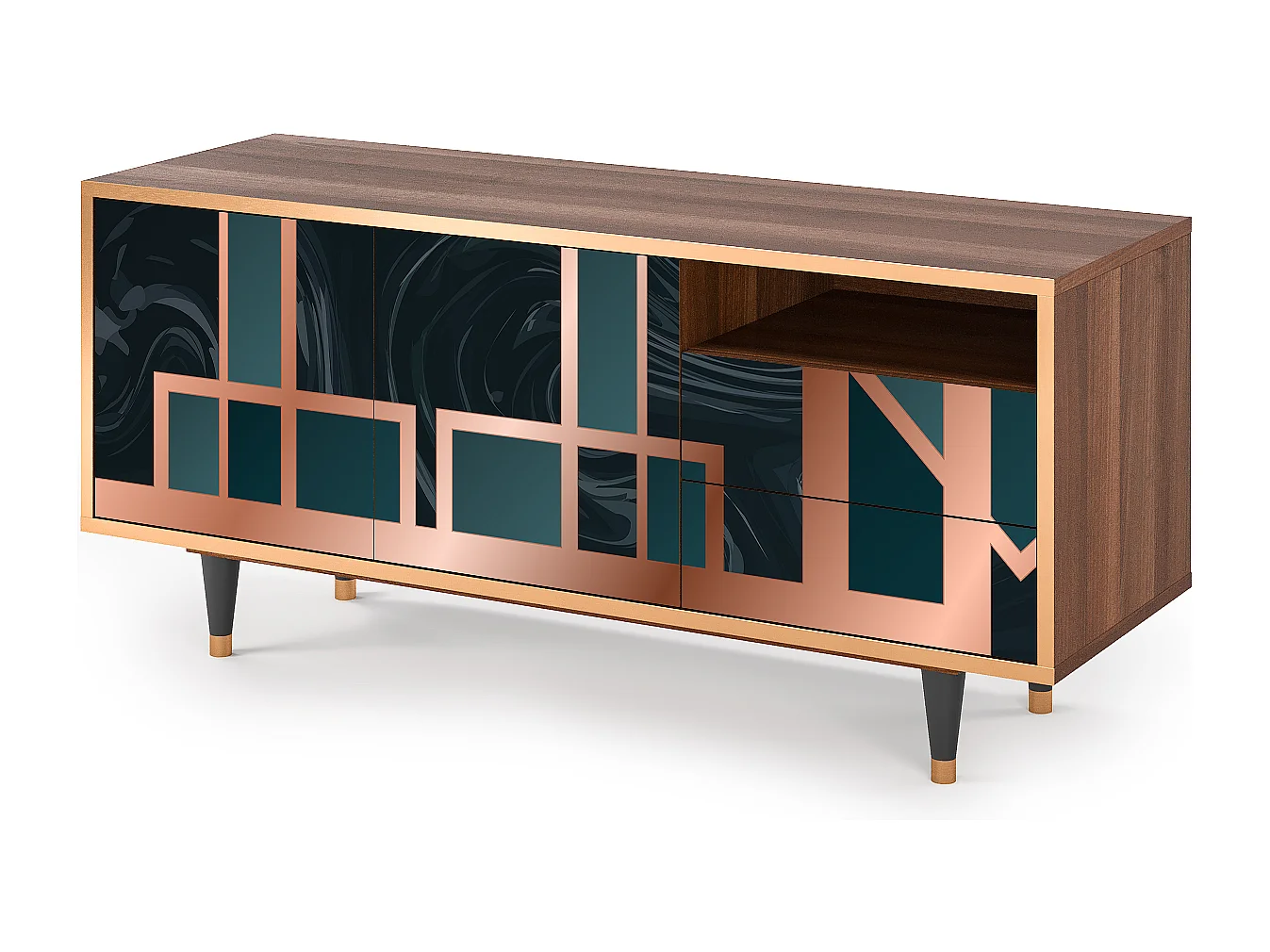 Meuble TV - 125х56х41 cm - T7 - Emerald Metro, Noyer