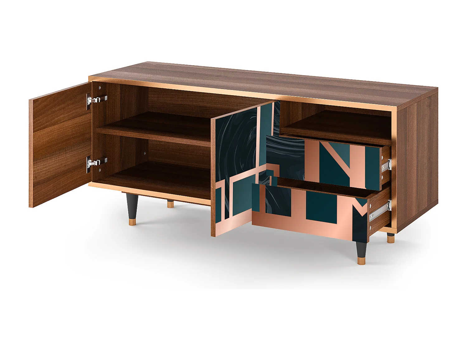 Meuble TV - 125х56х41 cm - T7 - Emerald Metro, Noyer