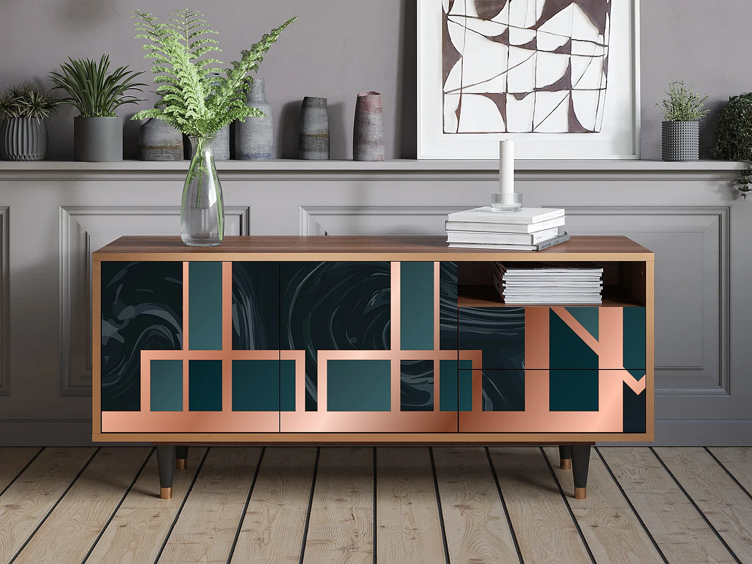 Mobile TV - 125х56х41 cm - T7 - Emerald Metro, Noce