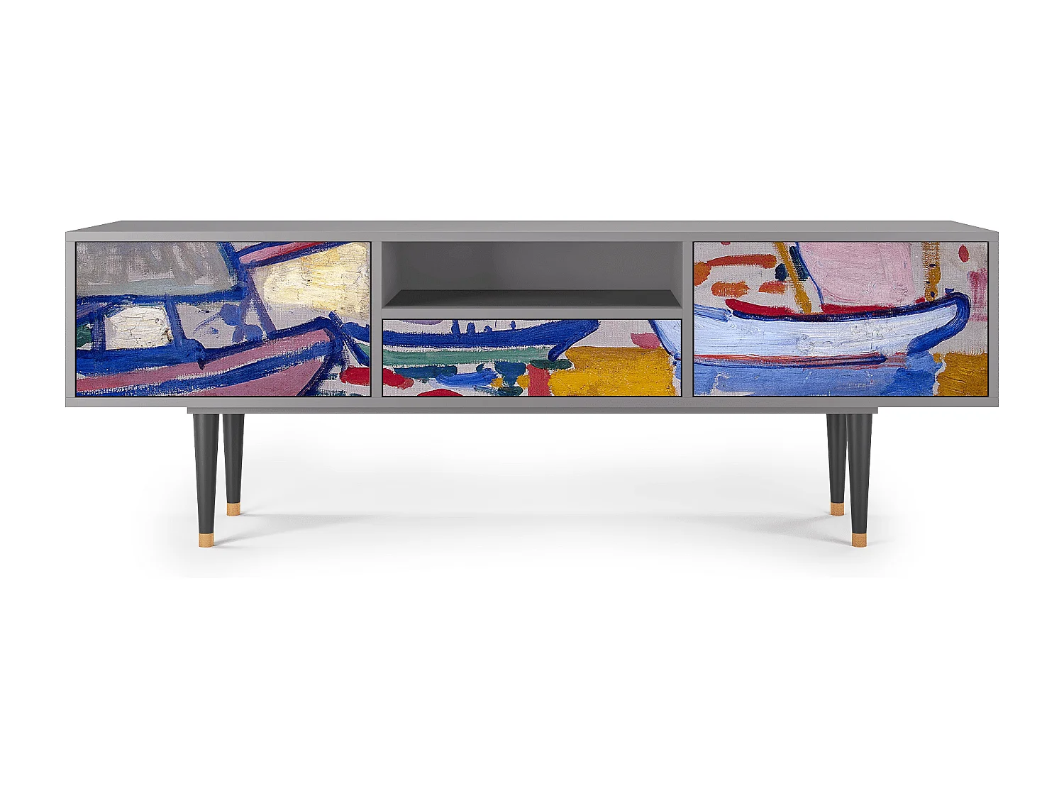 Meuble TV - 170х59х41 cm - T6 - The Port of Collioure , Gris