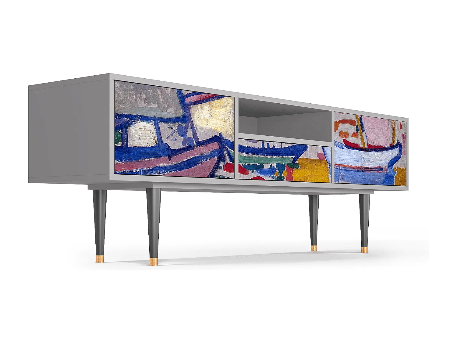 Meuble TV - 170х59х41 cm - T6 - The Port of Collioure , Gris