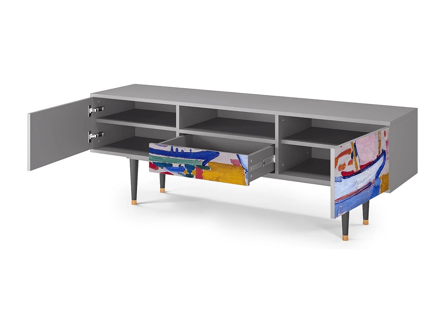 Meuble TV - 170х59х41 cm - T6 - The Port of Collioure , Gris