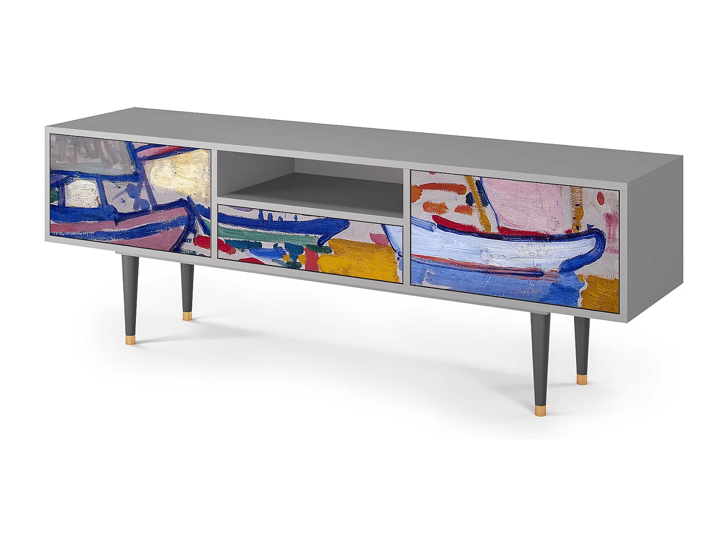 Meuble TV - 170х59х41 cm - T6 - The Port of Collioure , Gris