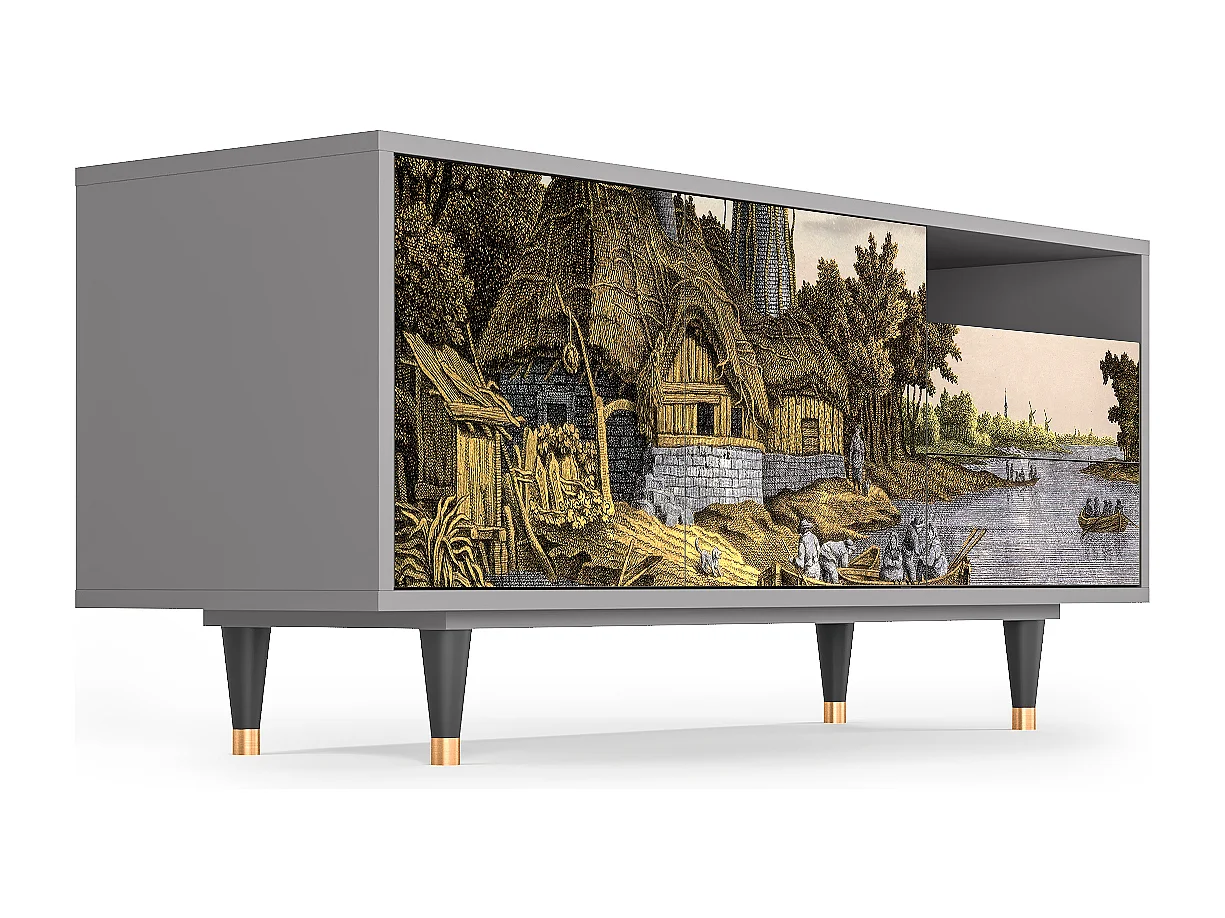 TV-Möbel - 125х56х41 cm - T7 - Mill along a River, Grau