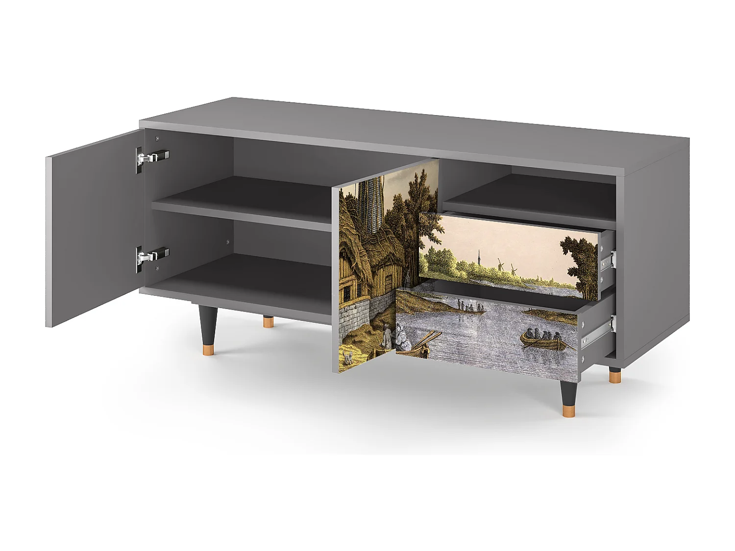 TV-Möbel - 125х56х41 cm - T7 - Mill along a River, Grau