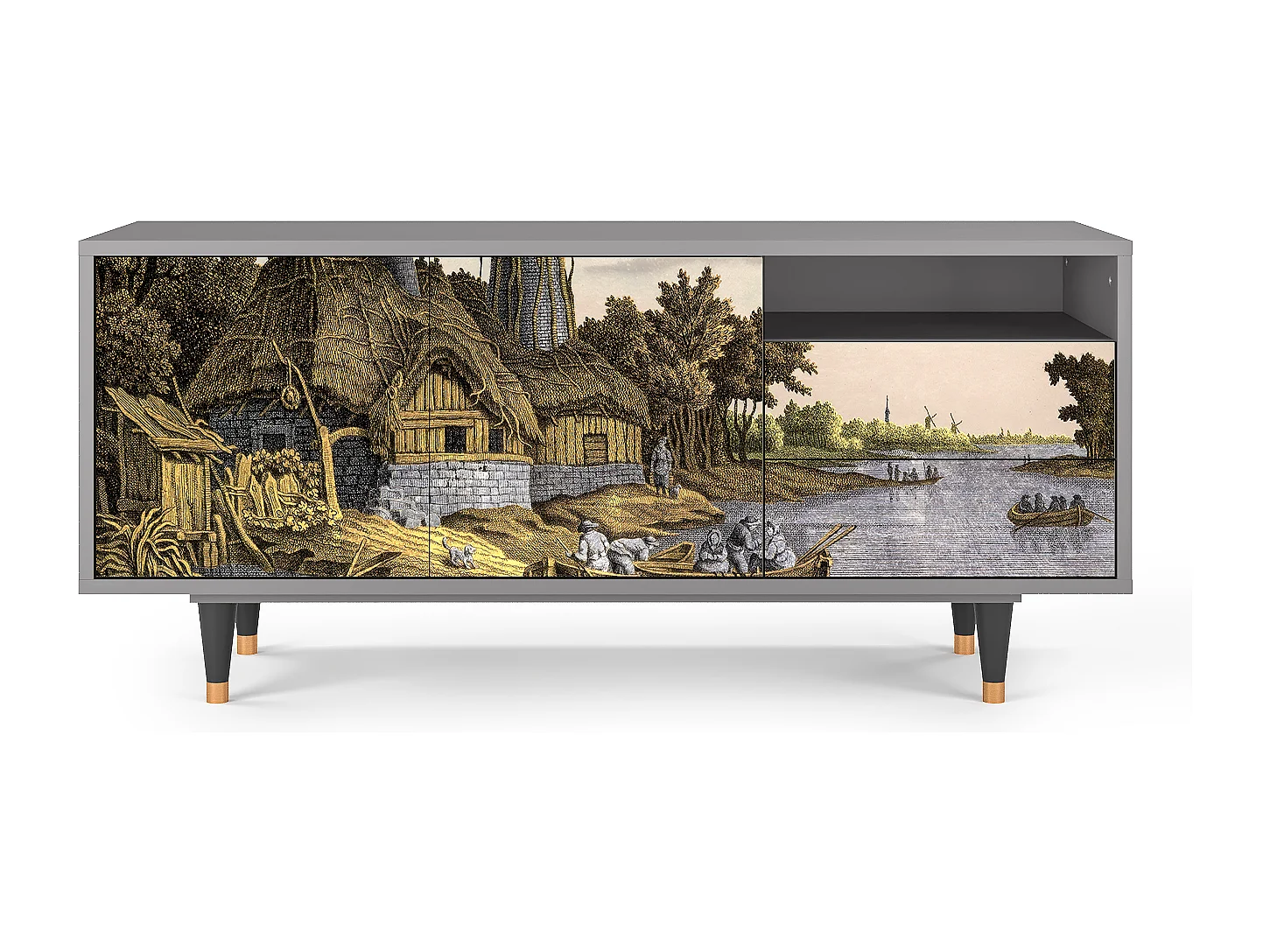 Meuble TV - 125х56х41 cm - T7 - Mill along a River, Gris