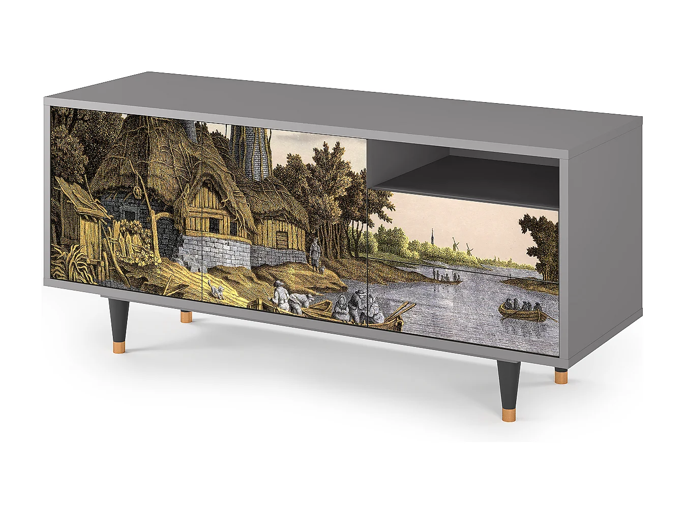Meuble TV - 125х56х41 cm - T7 - Mill along a River, Gris