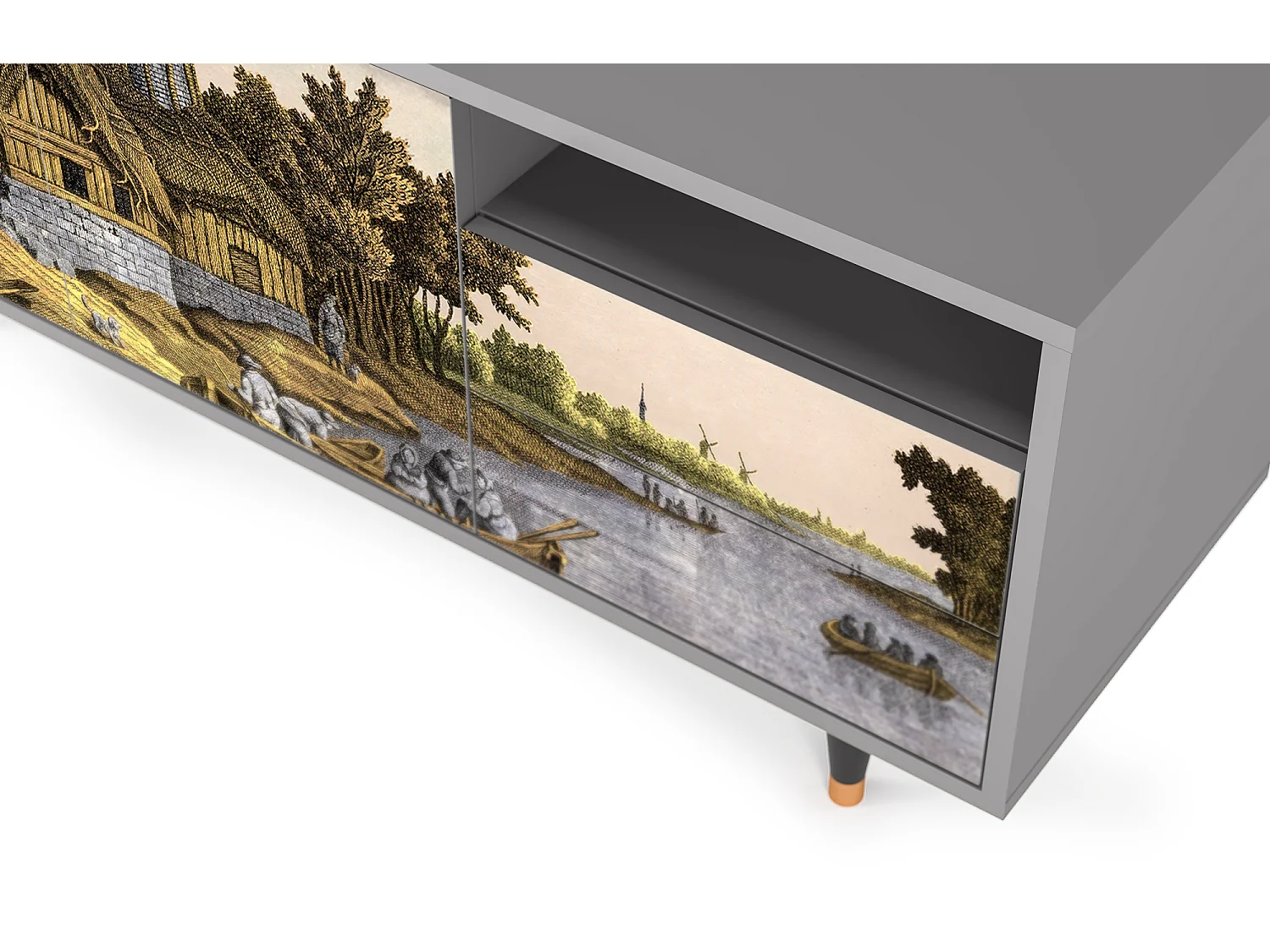 Meuble TV - 125х56х41 cm - T7 - Mill along a River, Gris