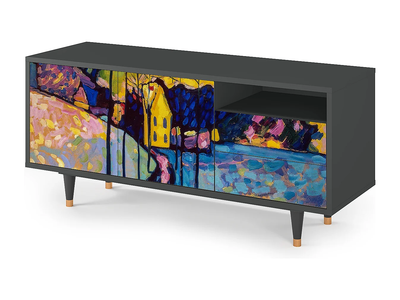 Meuble TV - 125х56х41 cm - T7 - Winter Landscape, Anthracite