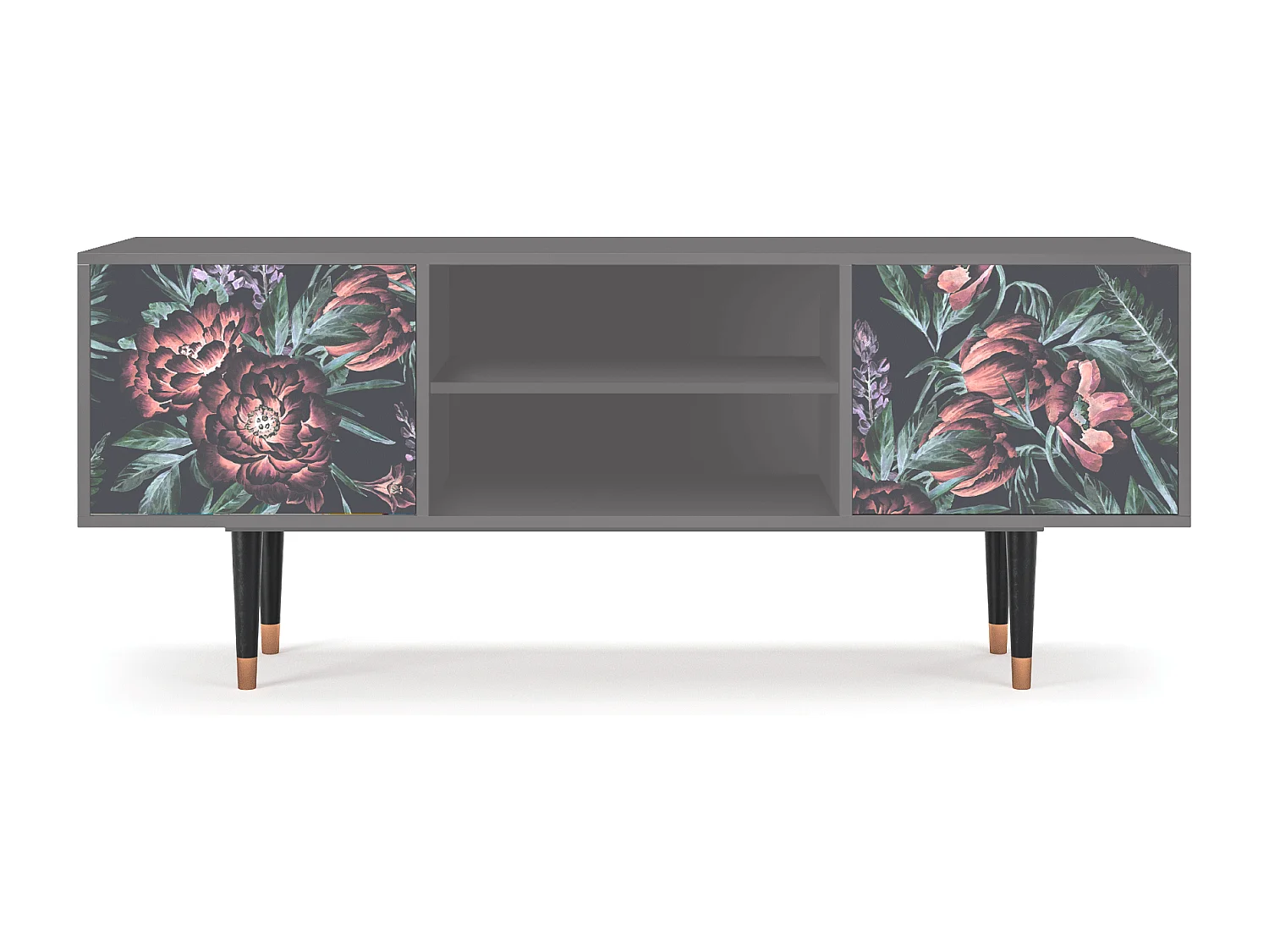 Meuble TV - 170х69х48 cm - T2 - Dark Peonies, Gris