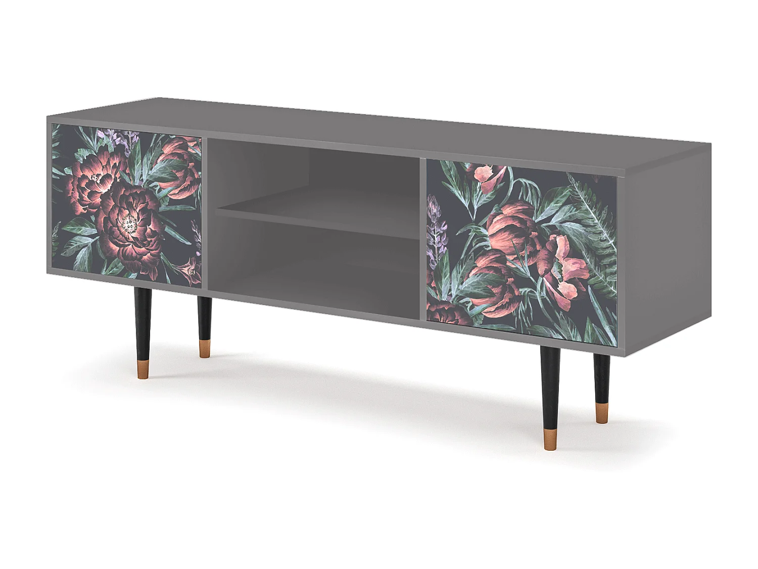 Meuble TV - 170х69х48 cm - T2 - Dark Peonies, Gris