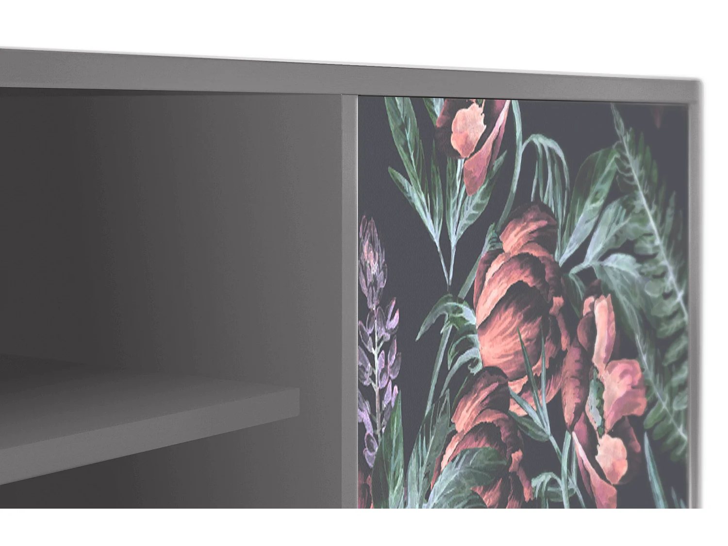 Meuble TV - 170х69х48 cm - T2 - Dark Peonies, Gris