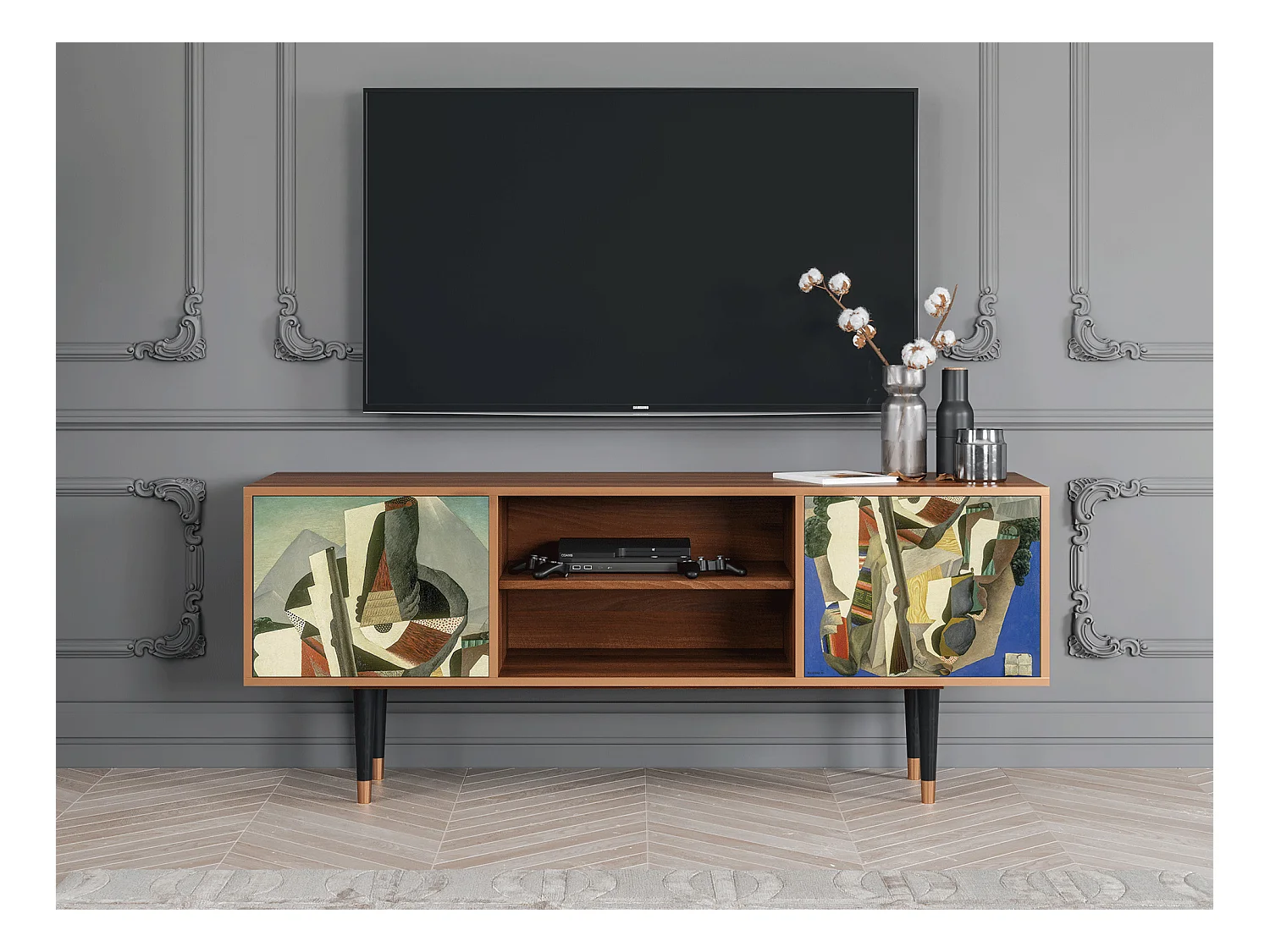 TV-Möbel - 170х69х48 cm - T2 - The Cubist Paintings , Walnuss