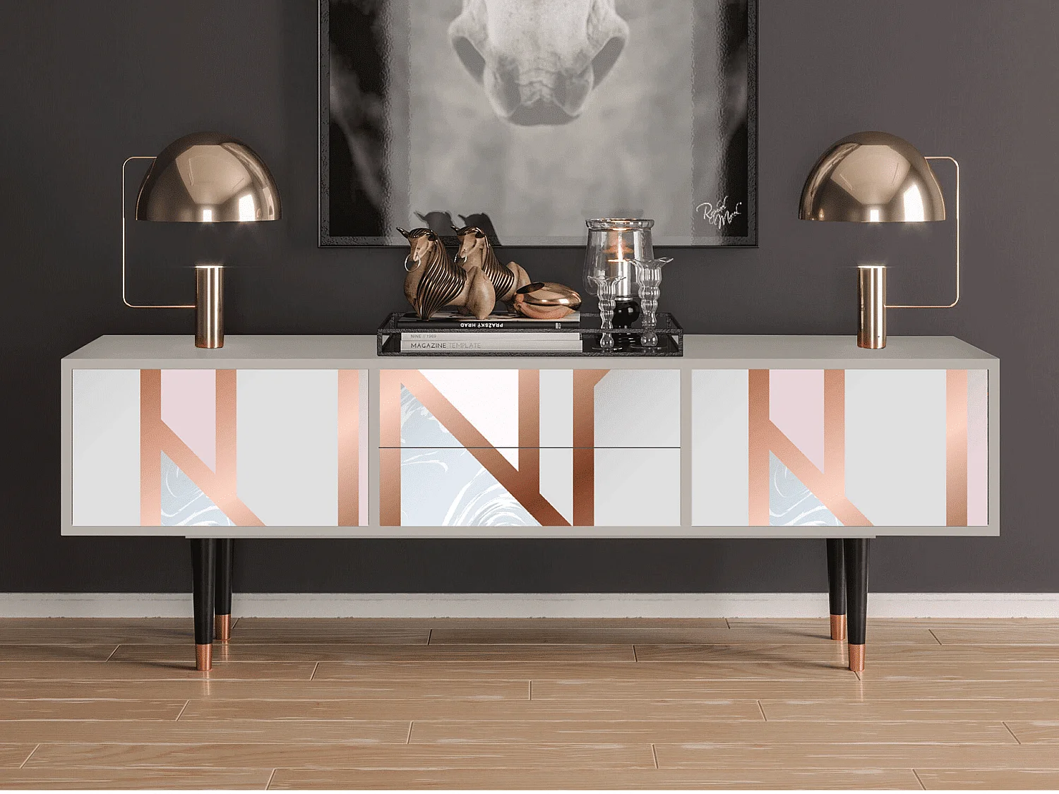 Mueble de TV - 170х59х48 cm - T4 - Champagne Story, Arena