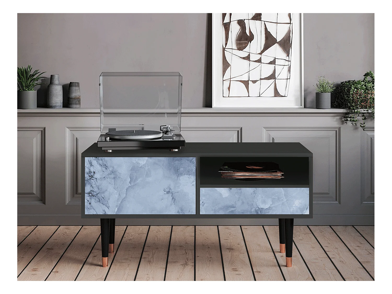Mobile TV - 115х59х48 cm - T3 - Feather Ice, Antracite