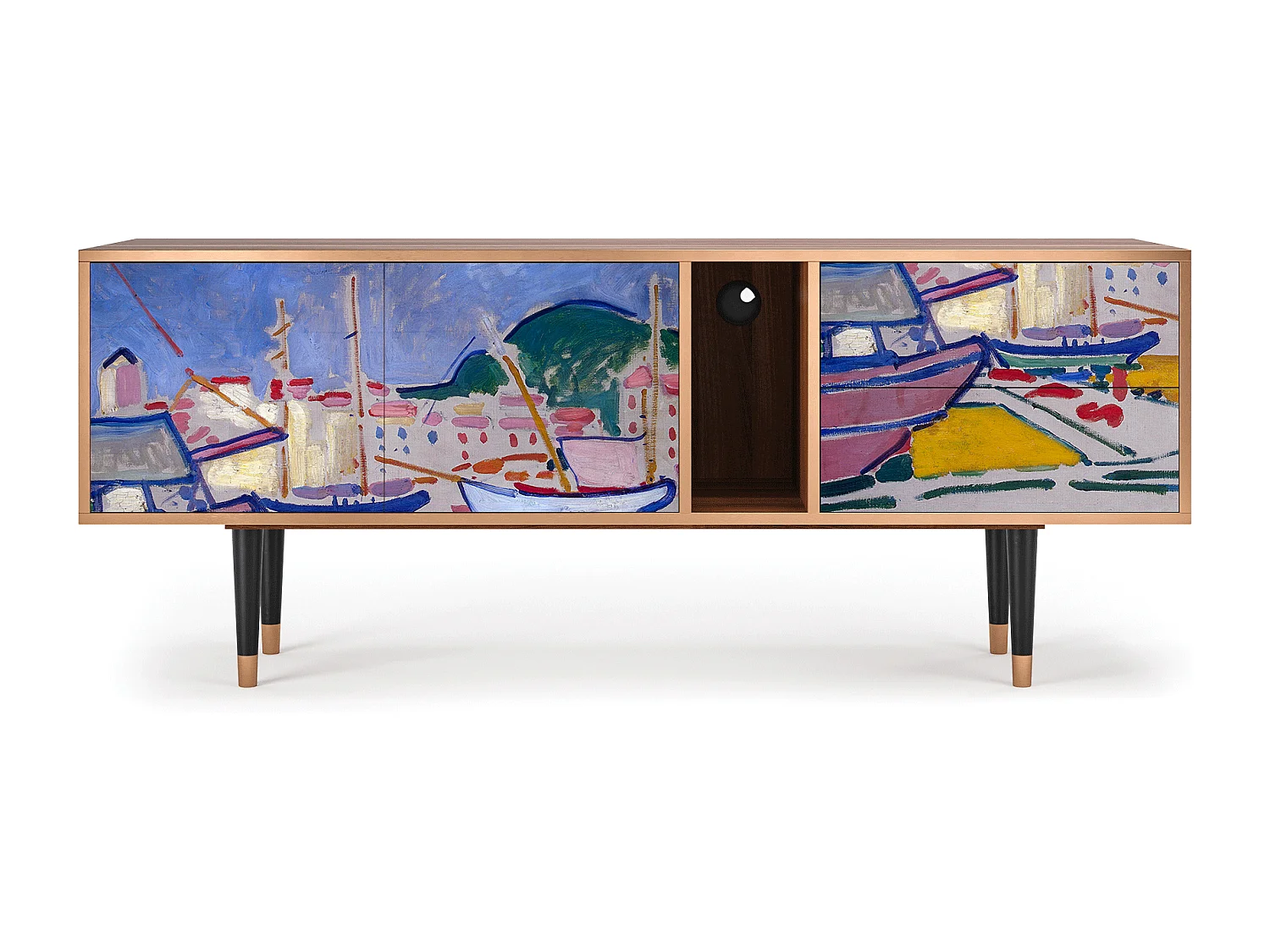 Meuble TV - 170х69х48 cm - T1 - The Port of Collioure , Noyer