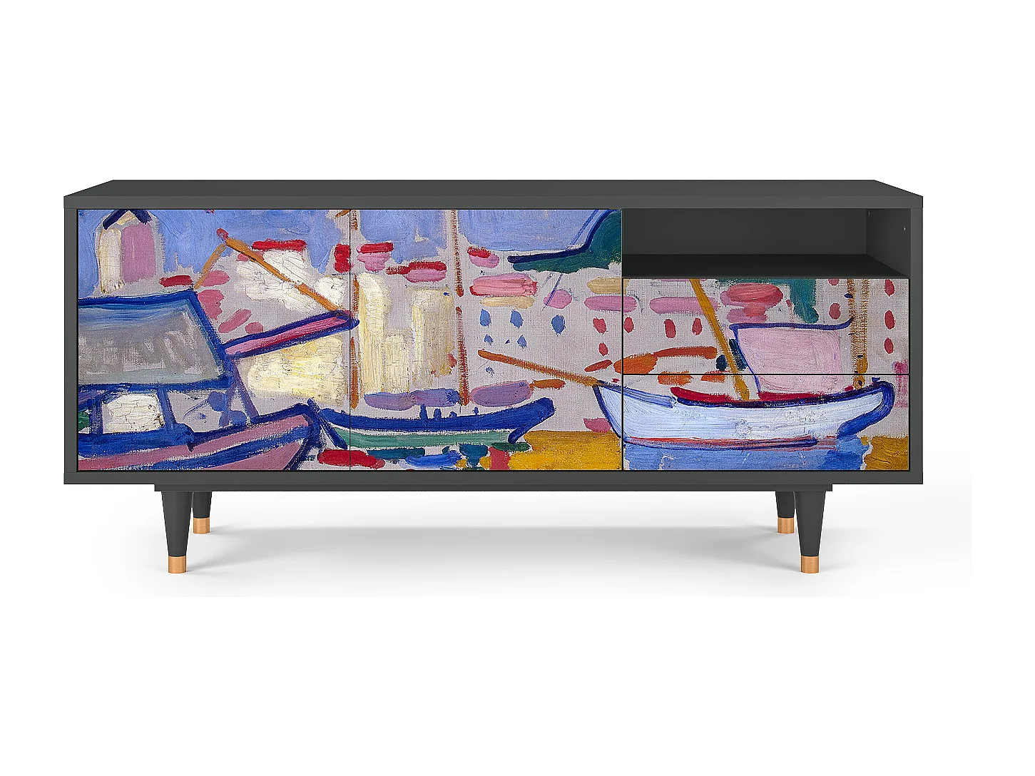 TV-meubel - 125х56х41 cm - T7 - The Port of Collioure , Antraciet