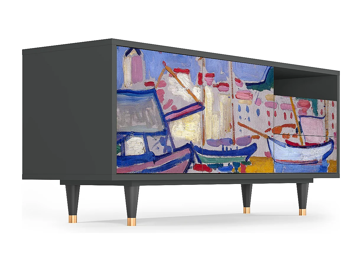 TV-meubel - 125х56х41 cm - T7 - The Port of Collioure , Antraciet