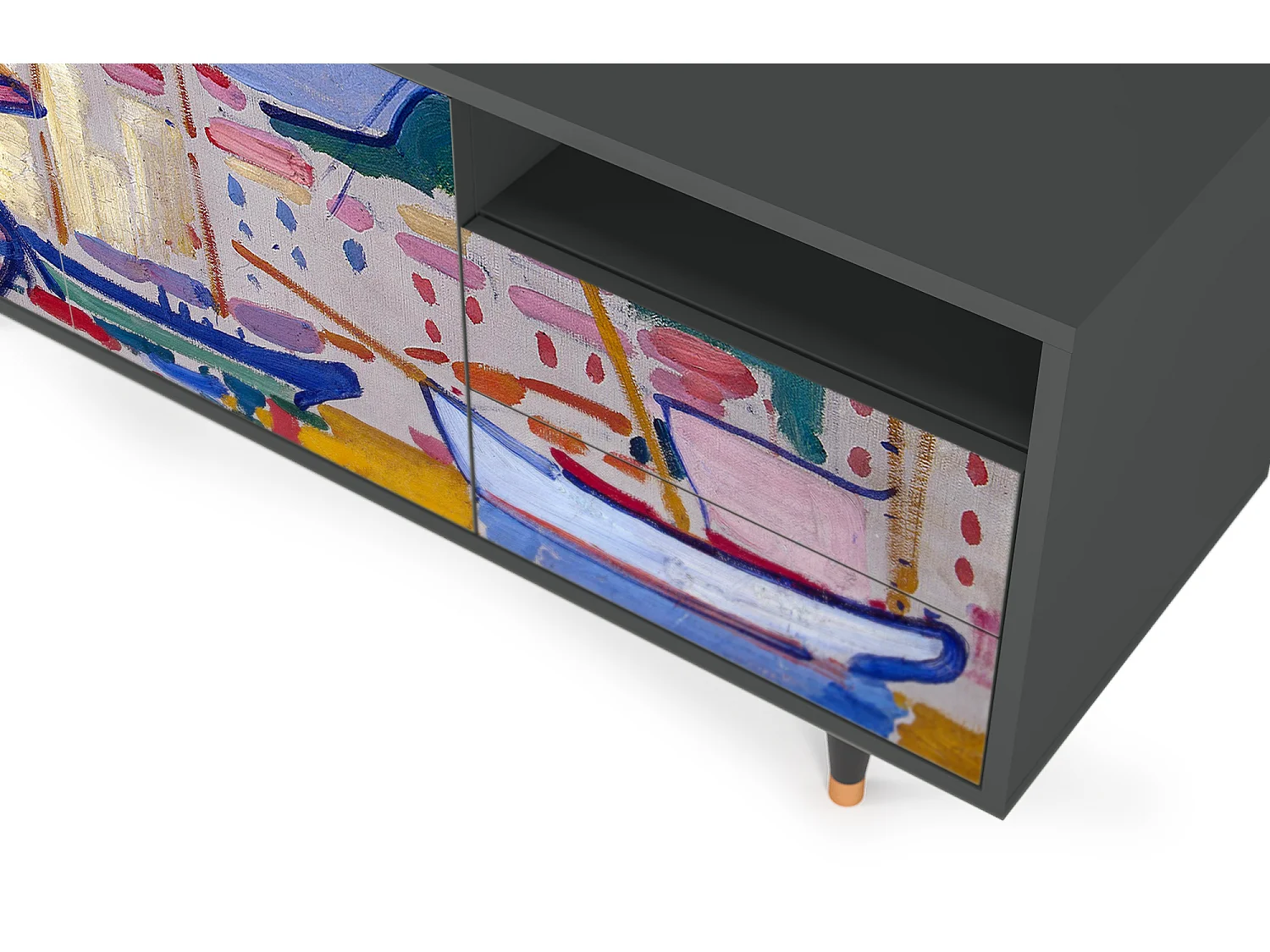 TV-meubel - 125х56х41 cm - T7 - The Port of Collioure , Antraciet