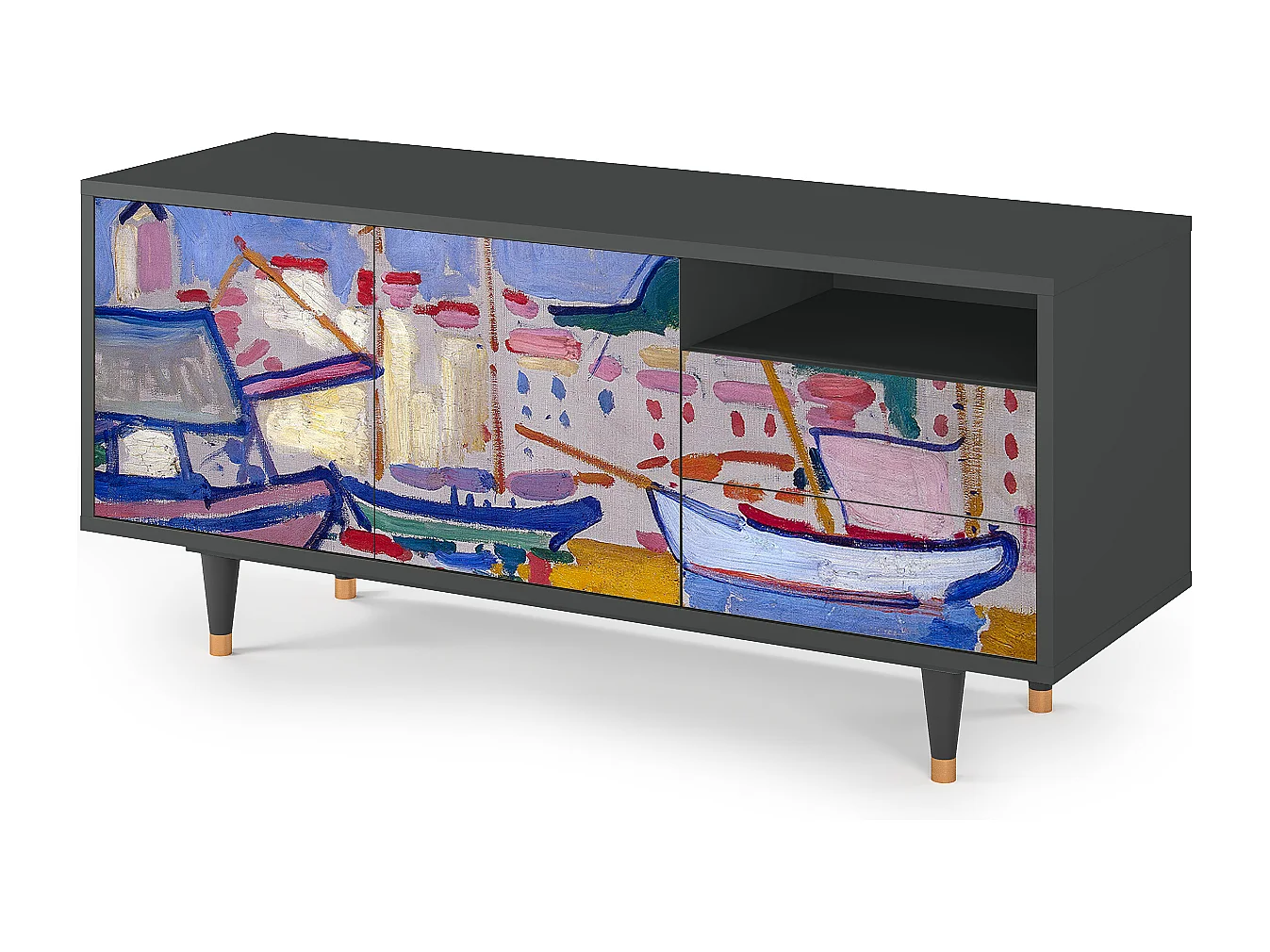 Meuble TV - 125х56х41 cm - T7 - The Port of Collioure , Anthracite