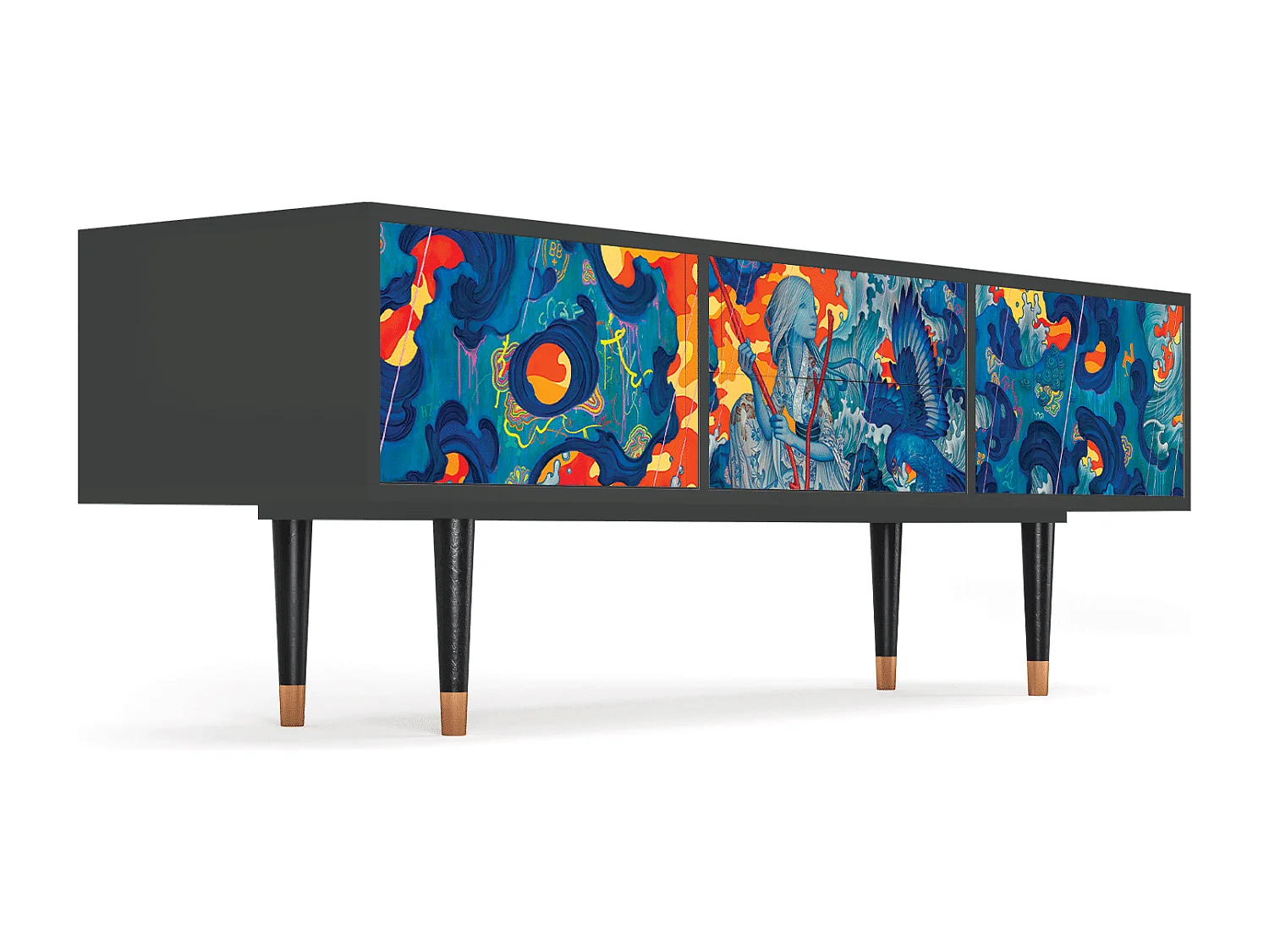 Meuble TV - 170х59х48 cm - T4 - The Girl - James Jean, Anthracite