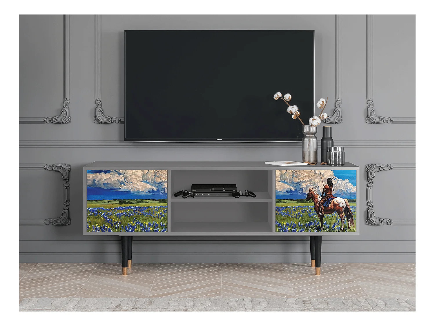 Mobile TV - 170х69х48 cm - T2 - Thunderheads by Dean, Grigio