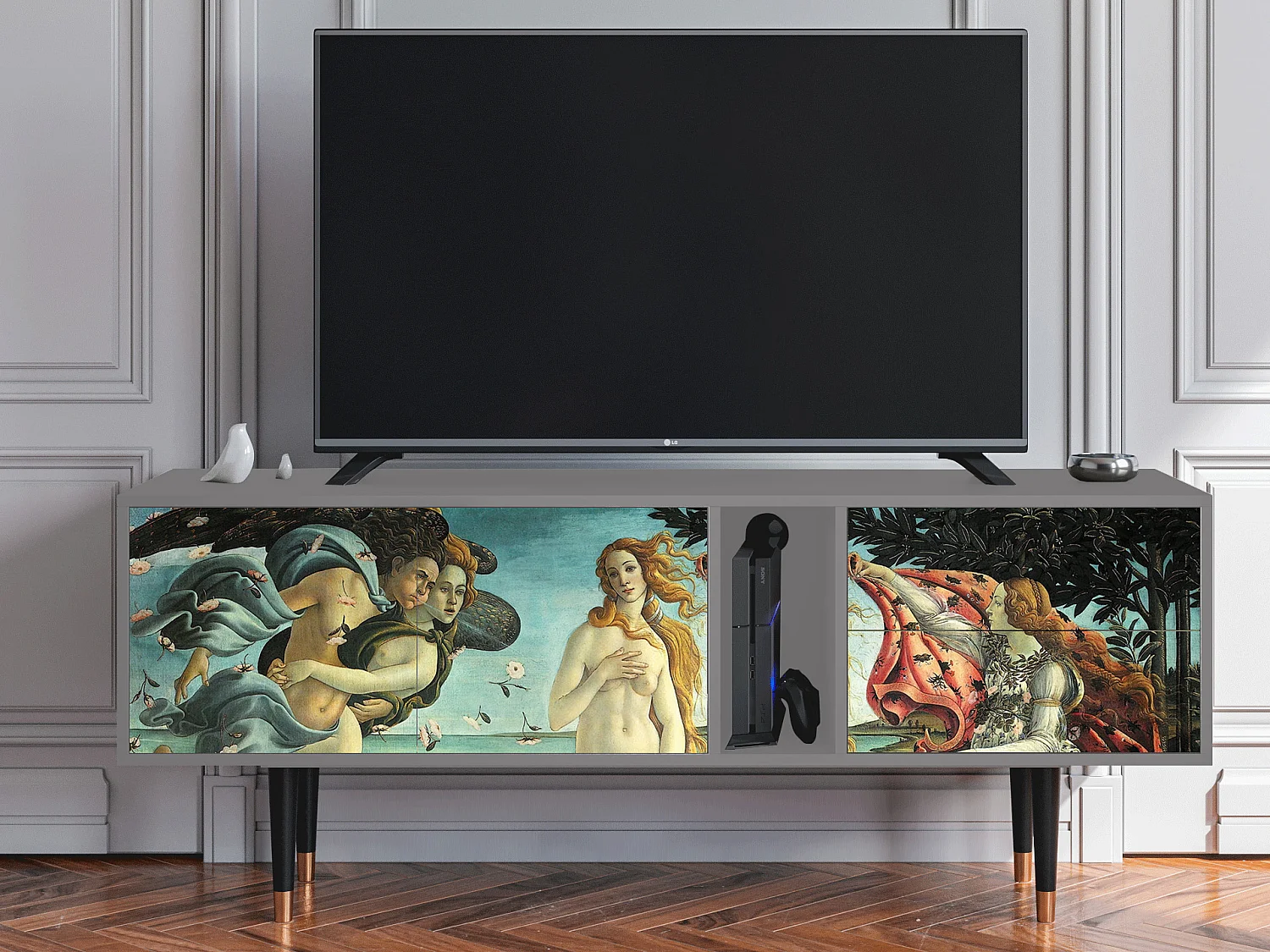 Szafka RTV - 170х69х48 cm - T1 - The Birth of Venus, Szary