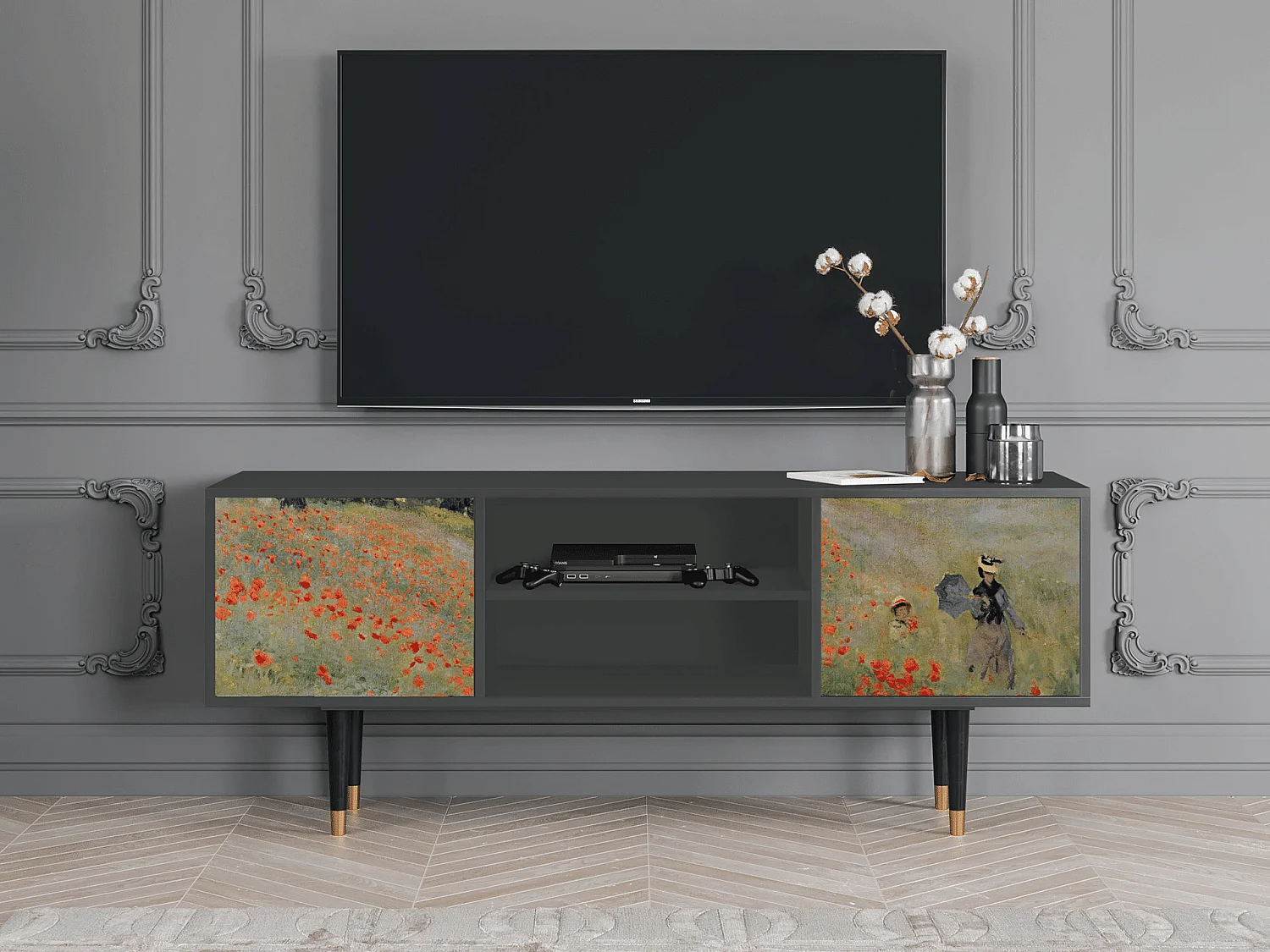Mobile TV - 170х69х48 cm - T2 - The Poppy Field   , Antracite