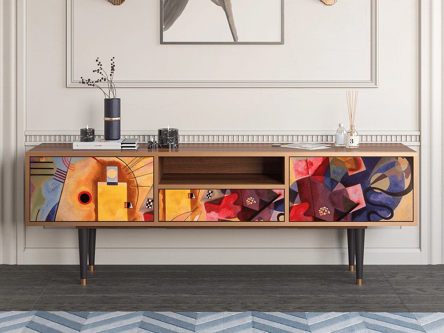 Meuble TV - 170х59х41 cm - T6 - Modern Art, Noyer