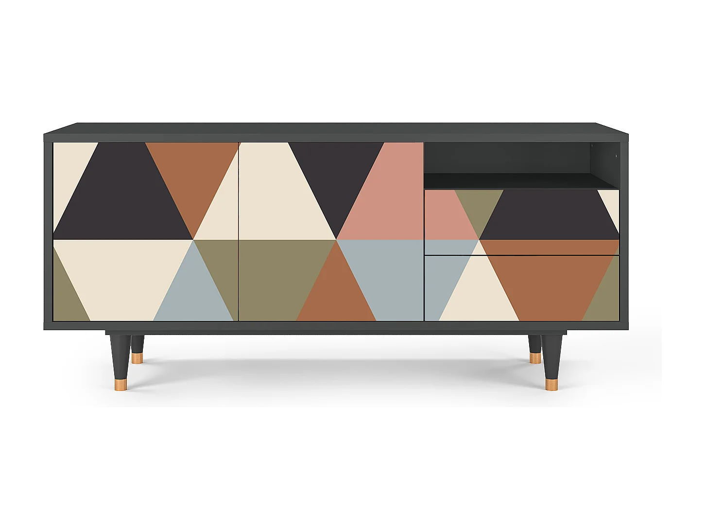 TV-Möbel - 125х56х41 cm - T7 - Royal Triangles, Anthrazit