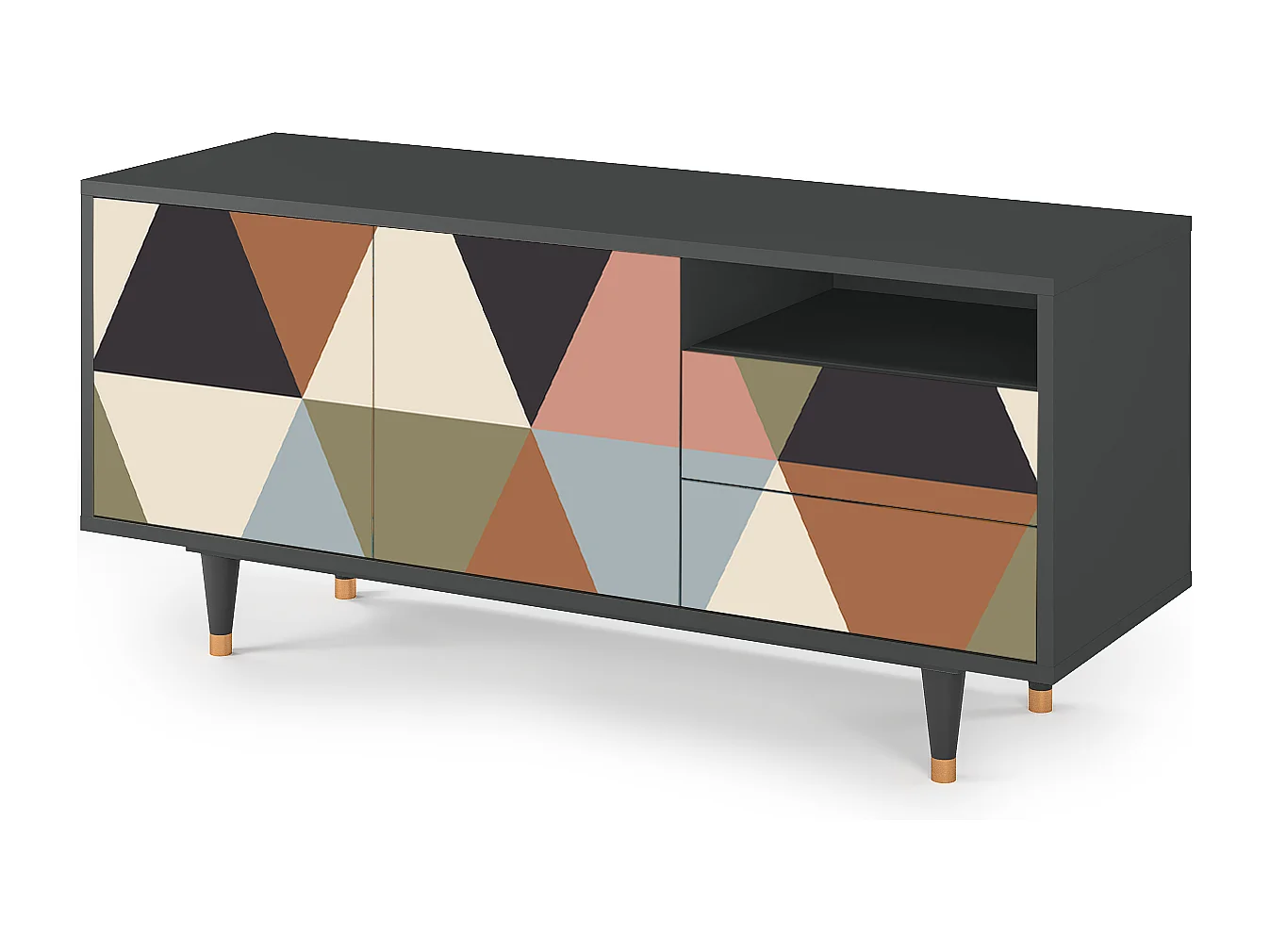 TV-Möbel - 125х56х41 cm - T7 - Royal Triangles, Anthrazit