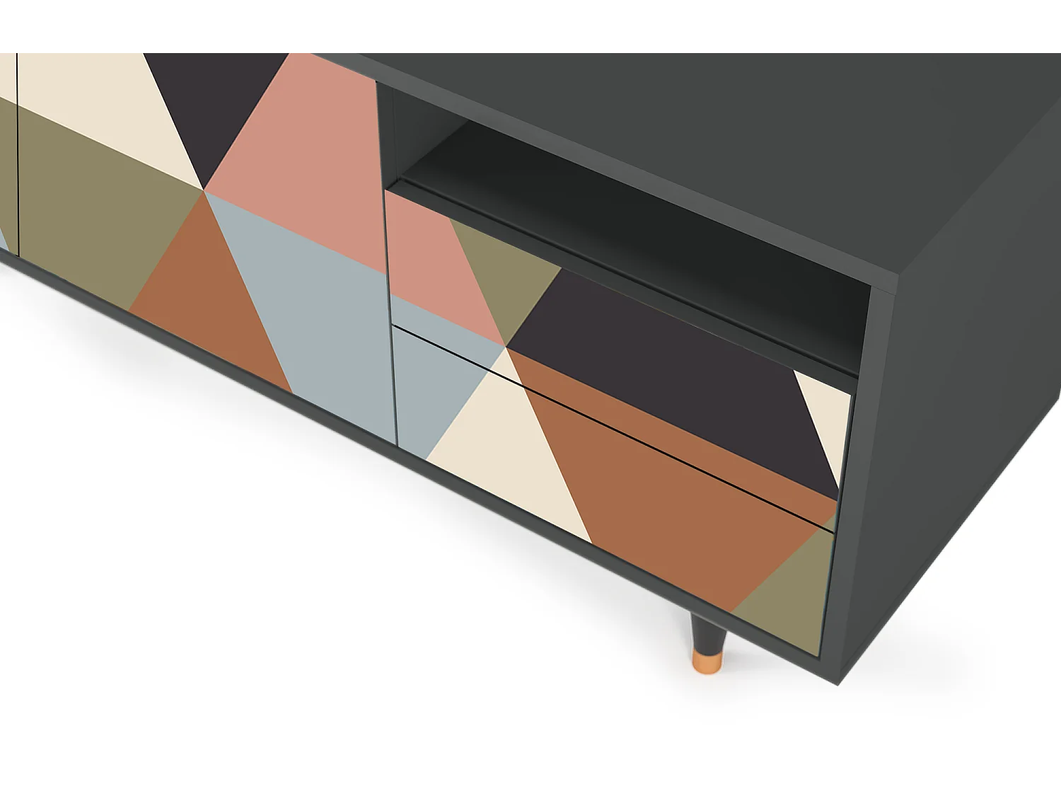 TV-Möbel - 125х56х41 cm - T7 - Royal Triangles, Anthrazit