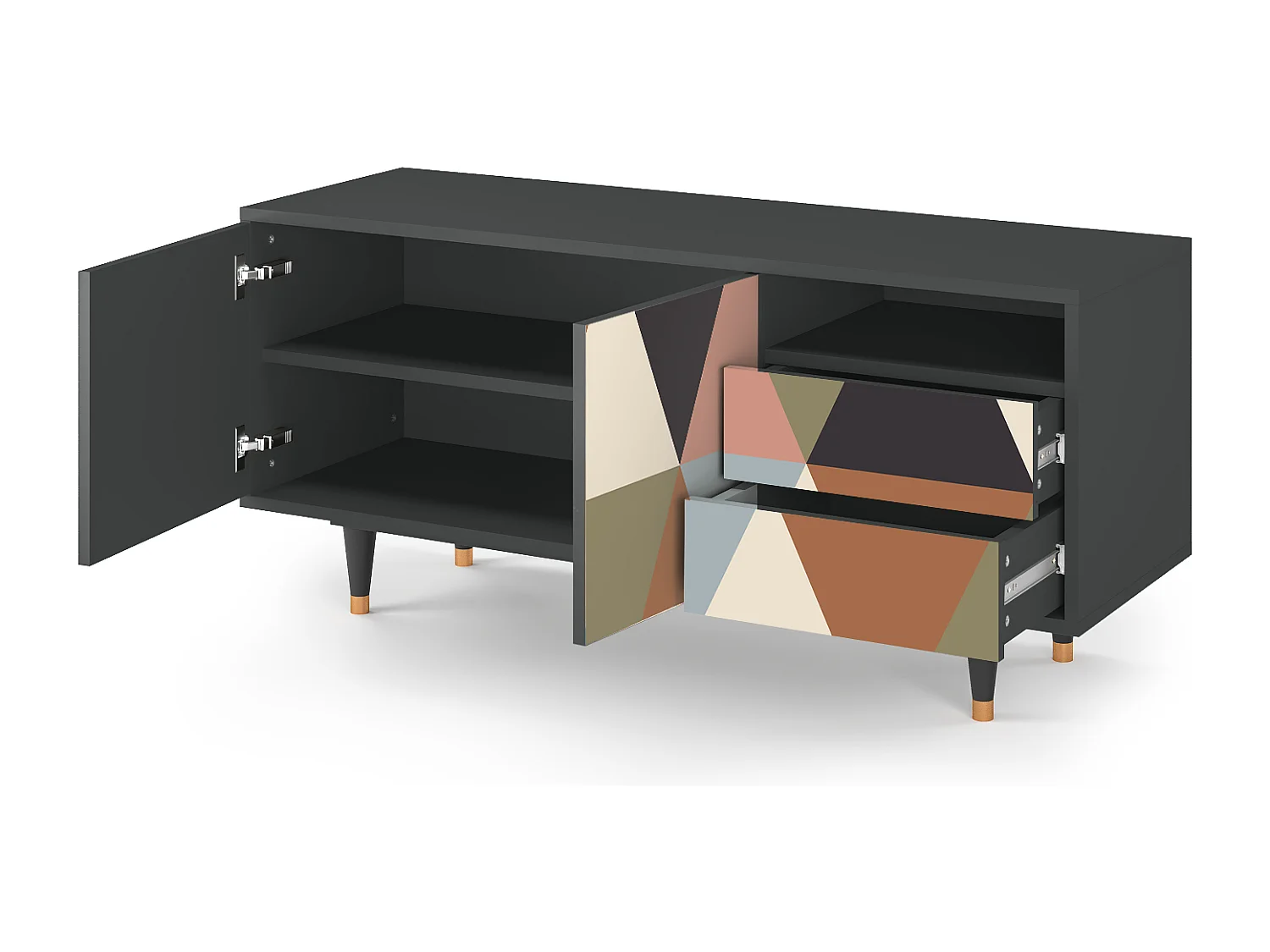 TV-Möbel - 125х56х41 cm - T7 - Royal Triangles, Anthrazit